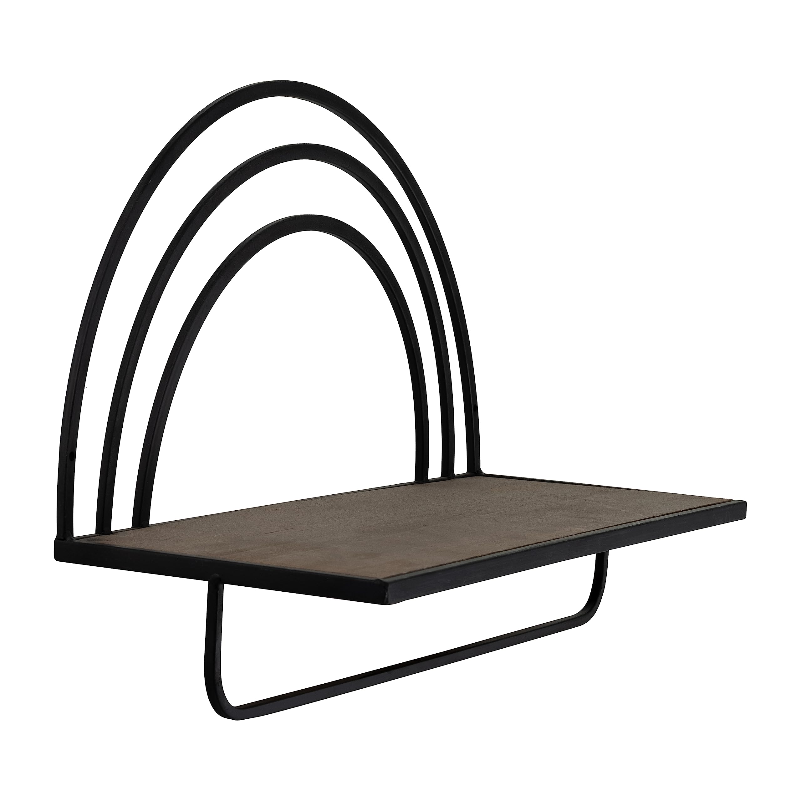 2 Pack Metal Rainbow Wall Shelves - Rustic Brown/Black Iron & Plywood Floating Shelves for Home Decor - Perfect for Living Room, Bedroom, or Bathroom Storage & Display