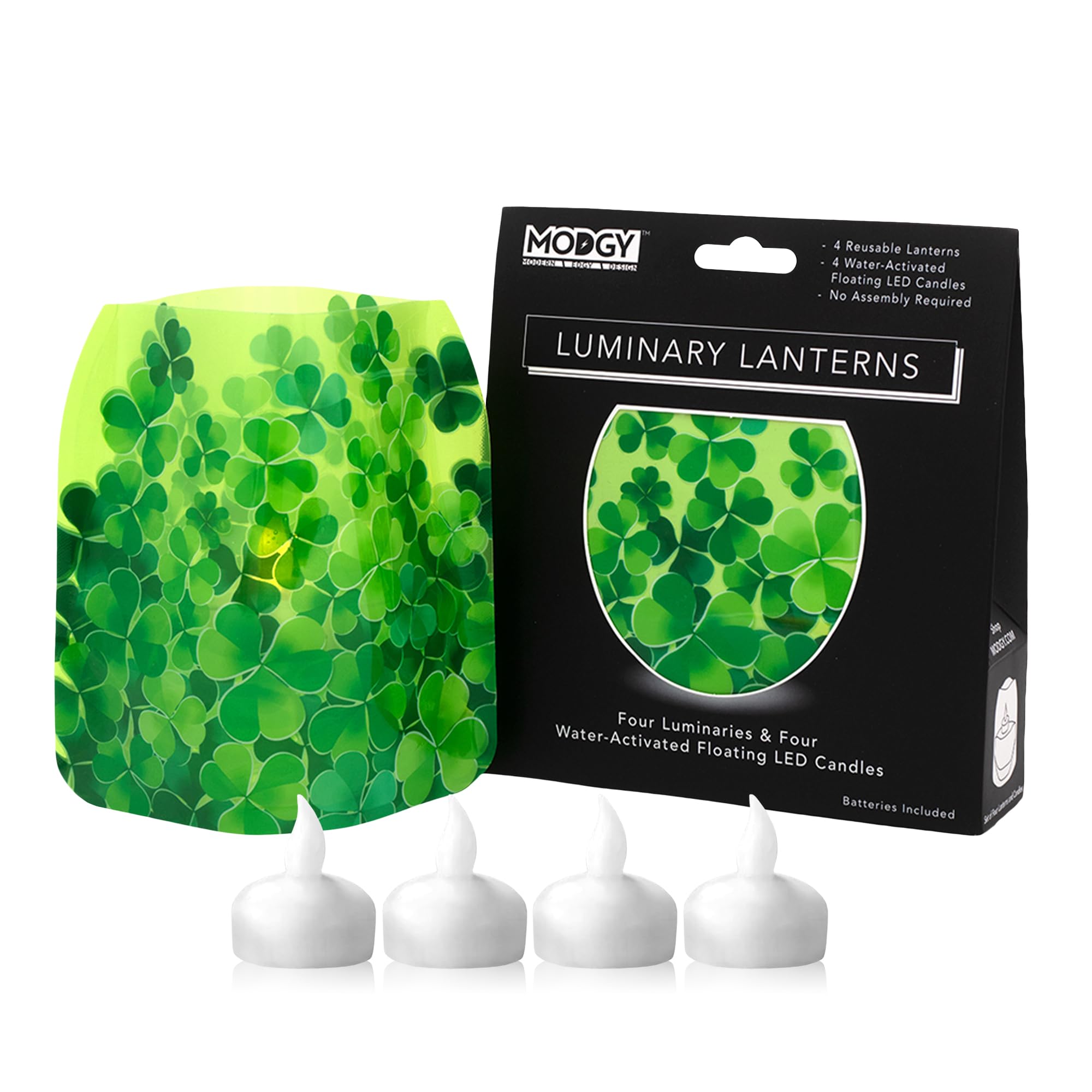 MODGY Luminary Lanterns - 4-Pack Decorative Candle Holders with Flameless Floating LED Candles for Indoor & Outdoor Use | Perfect for Weddings, Patios, Gardens, and Home Decor