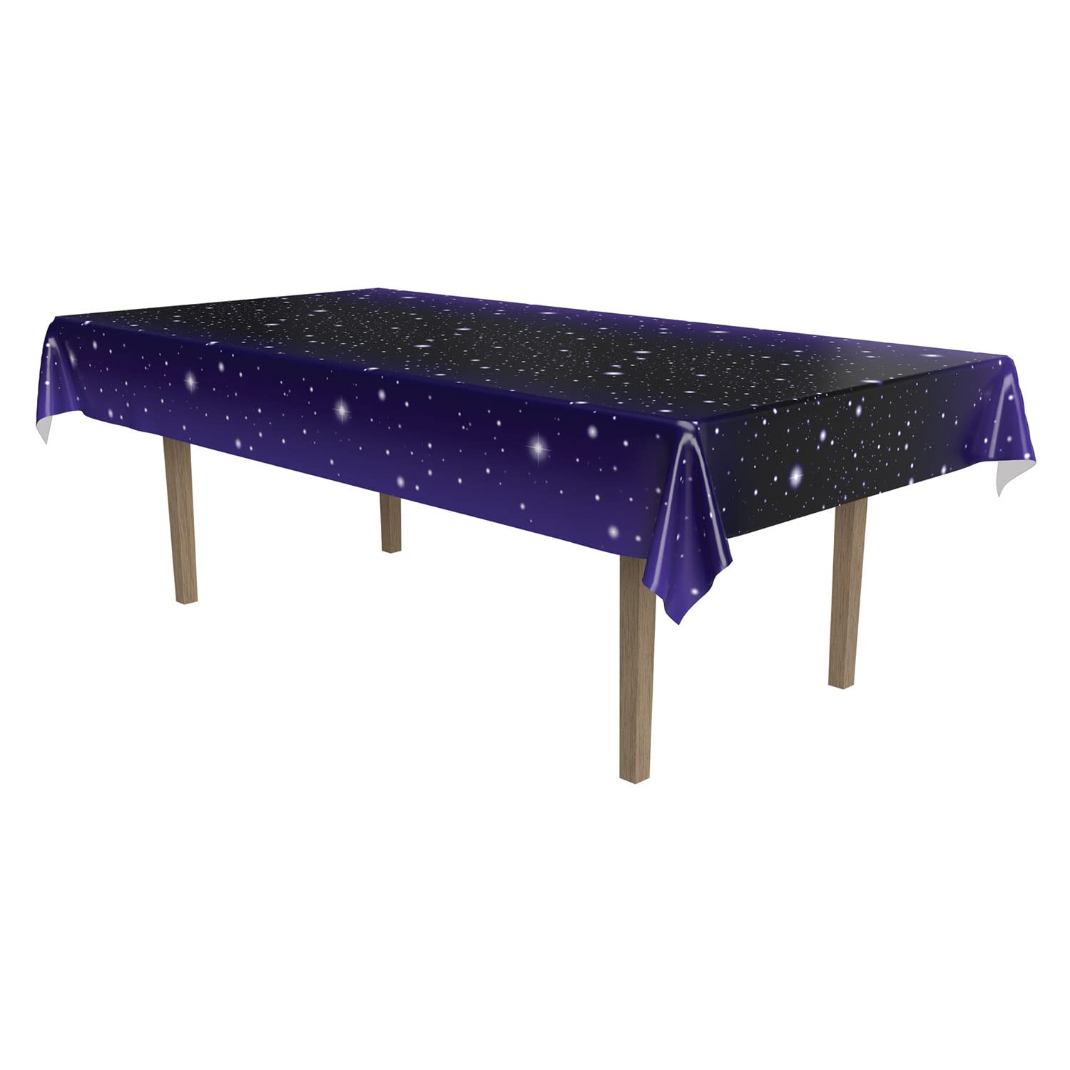 Beistle Starry Night Plastic Table Cover 54” x 108” – Galaxy Themed Party Decorations, Outer Space Birthday Supplies, Purple Star Tablecloth for Space Party, Kids Birthday, Baby Shower & Cosmic Themed Events