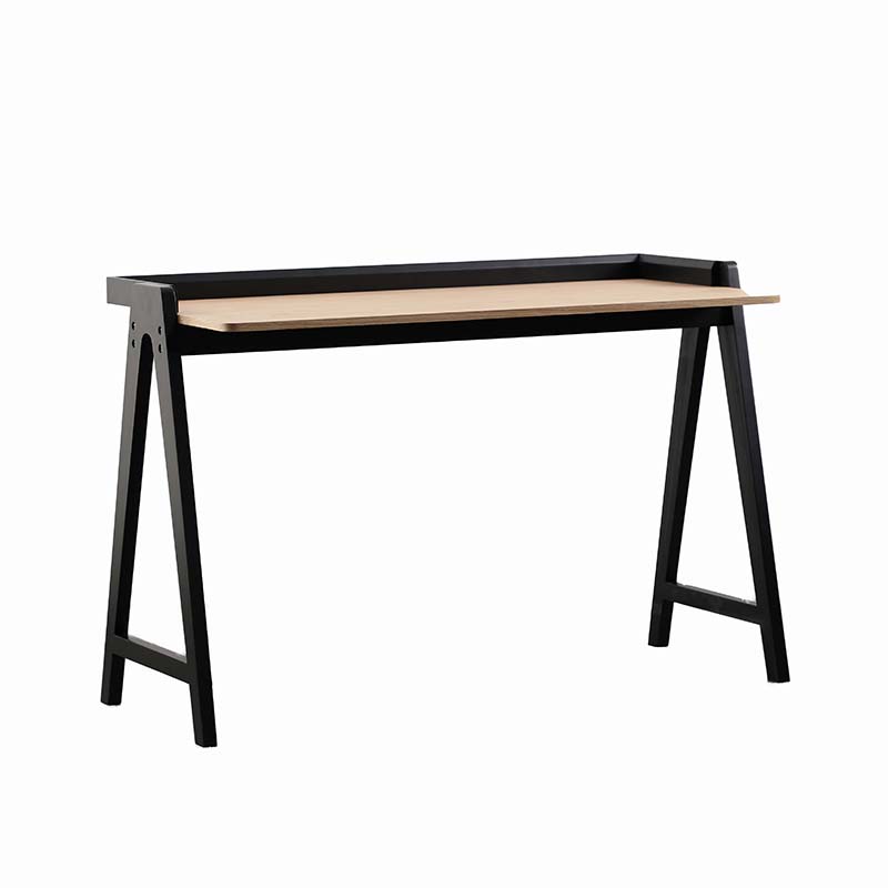 YARA Study Desk 118cm - Black & Natural Wood Writing Table for Home Office, Student Desk with Storage Shelf | Perfect for Small Spaces, Dorm Rooms & Work from Home Setup