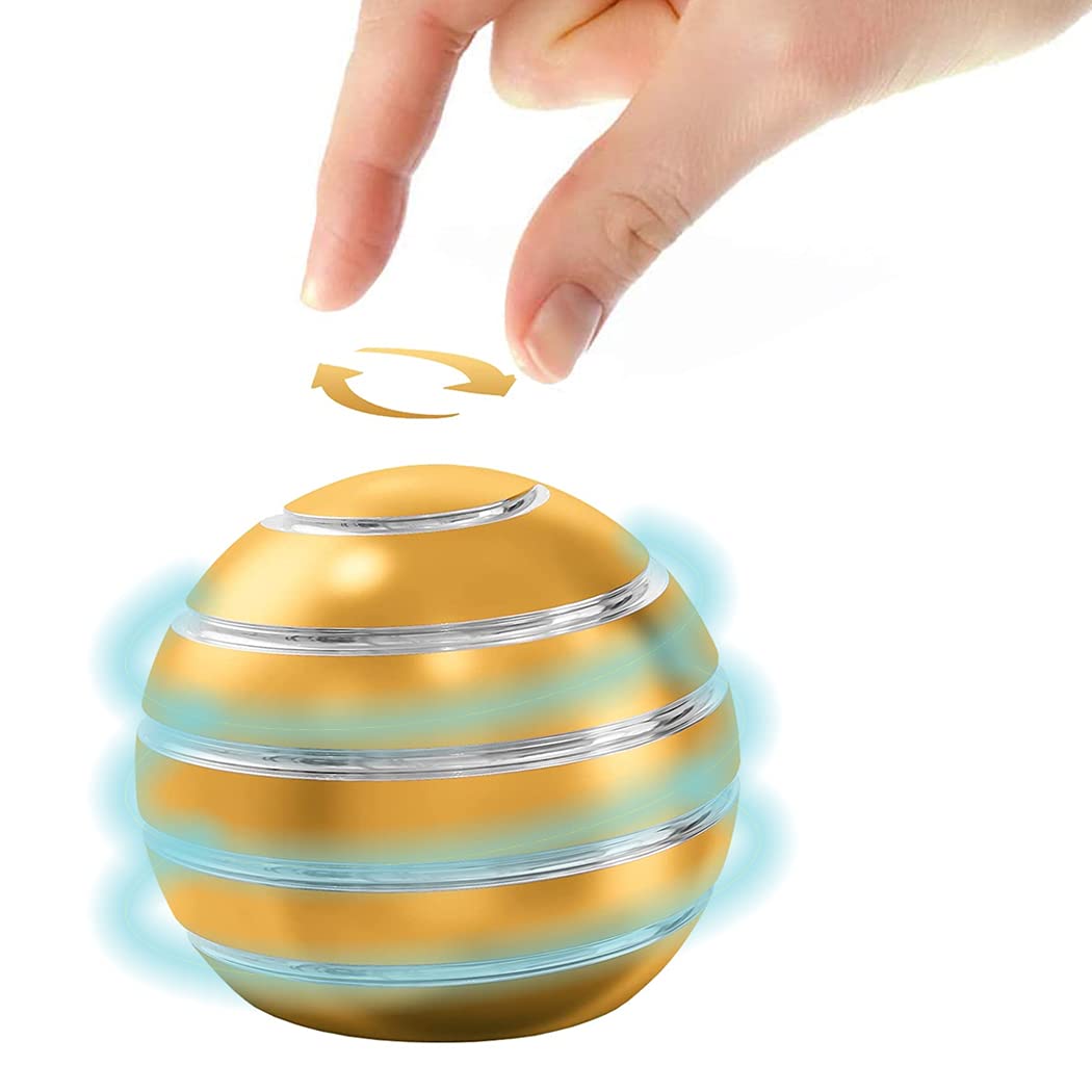 Kinetic Desk Toys for Adults & Kids - Full Body Optical Illusion Spinner Ball, Fidget Stress Relief Toy for Office, Home & Classroom (Gold) - Perfect for Anxiety Relief, Focus Improvement and Fun Breaks