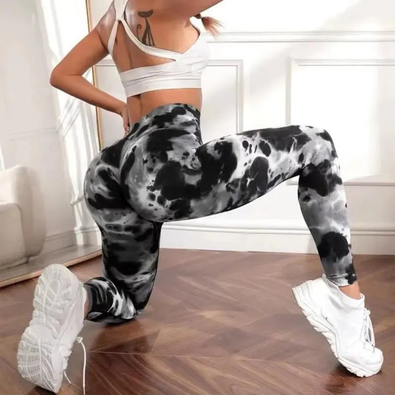 Tie Dye Seamless Yoga Pants for Women - High Waist Workout Leggings, Gym & Fitness Tights, Push Up Sports Clothing | Perfect for Yoga, Running & Casual Wear
