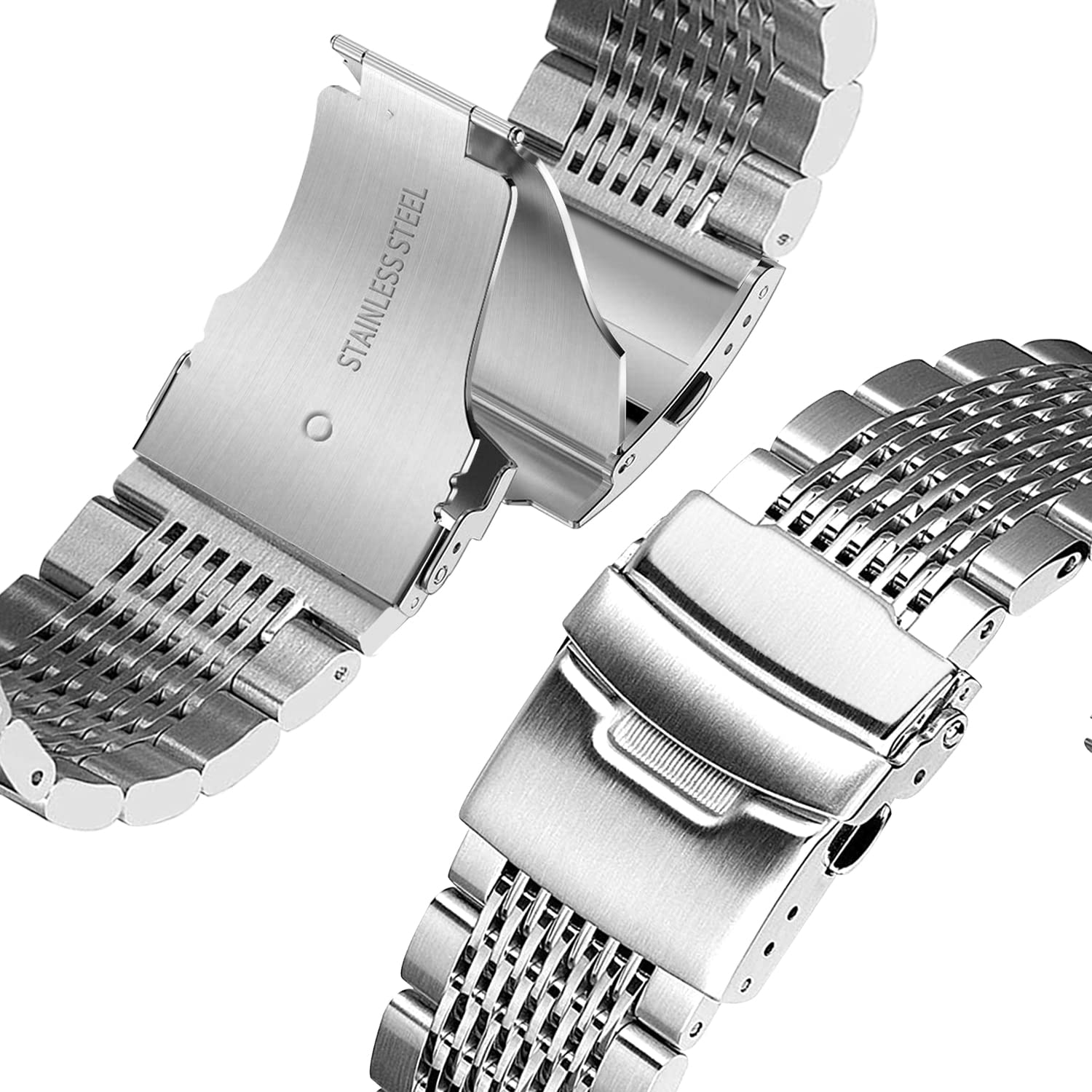 Premium Quick Release Stainless Steel Watch Band - 18mm 20mm 22mm 24mm Sizes for Men & Women | Luxury Metal Replacement Strap for Apple Watch, Samsung, Fitbit - Perfect for Work, Gym & Everyday Wear