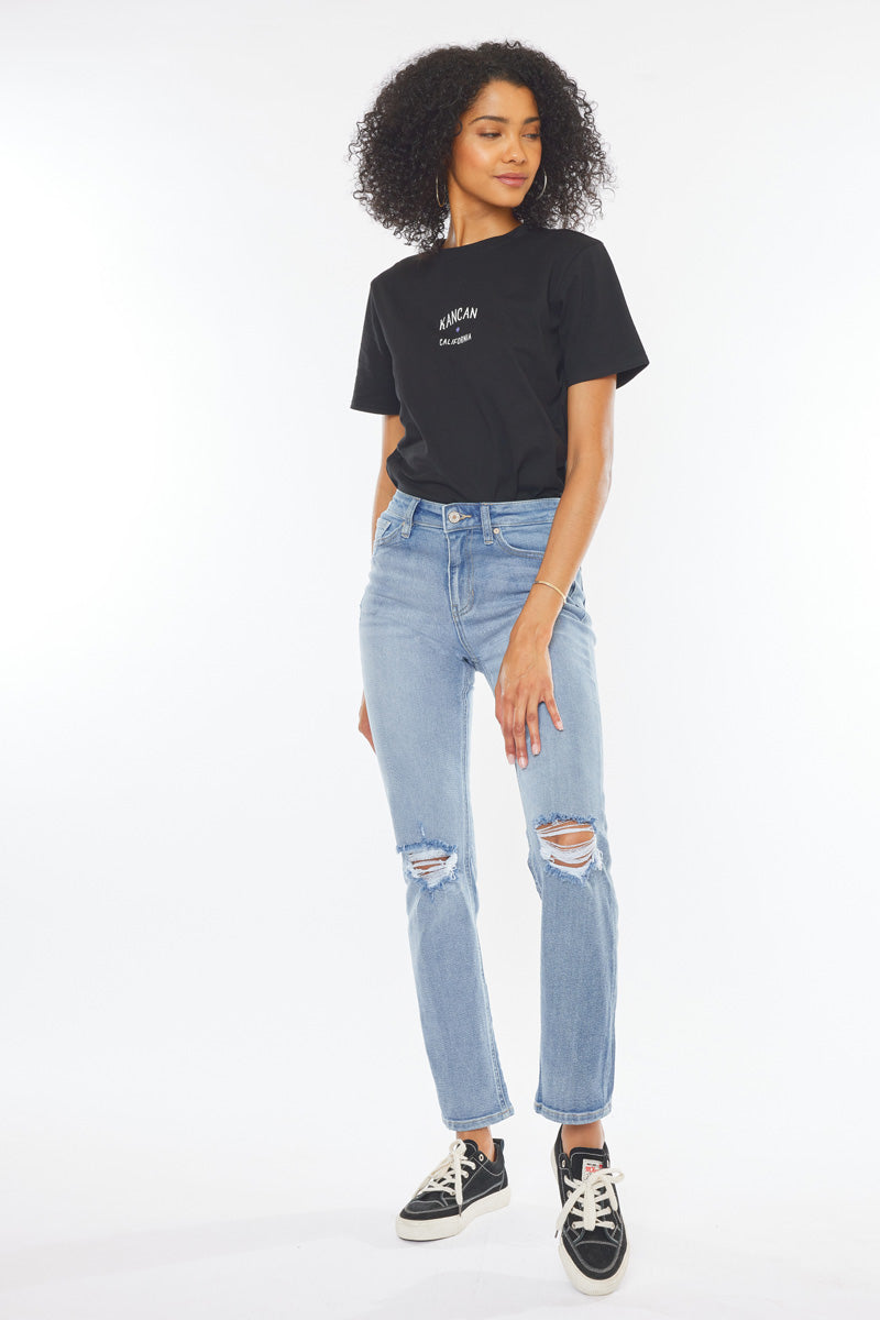 Sultana High Rise Slim Straight Leg Jeans for Women - Stretchy Denim Pants, Comfortable & Flattering Fit - Perfect for Casual Wear, Office & Date Nights
