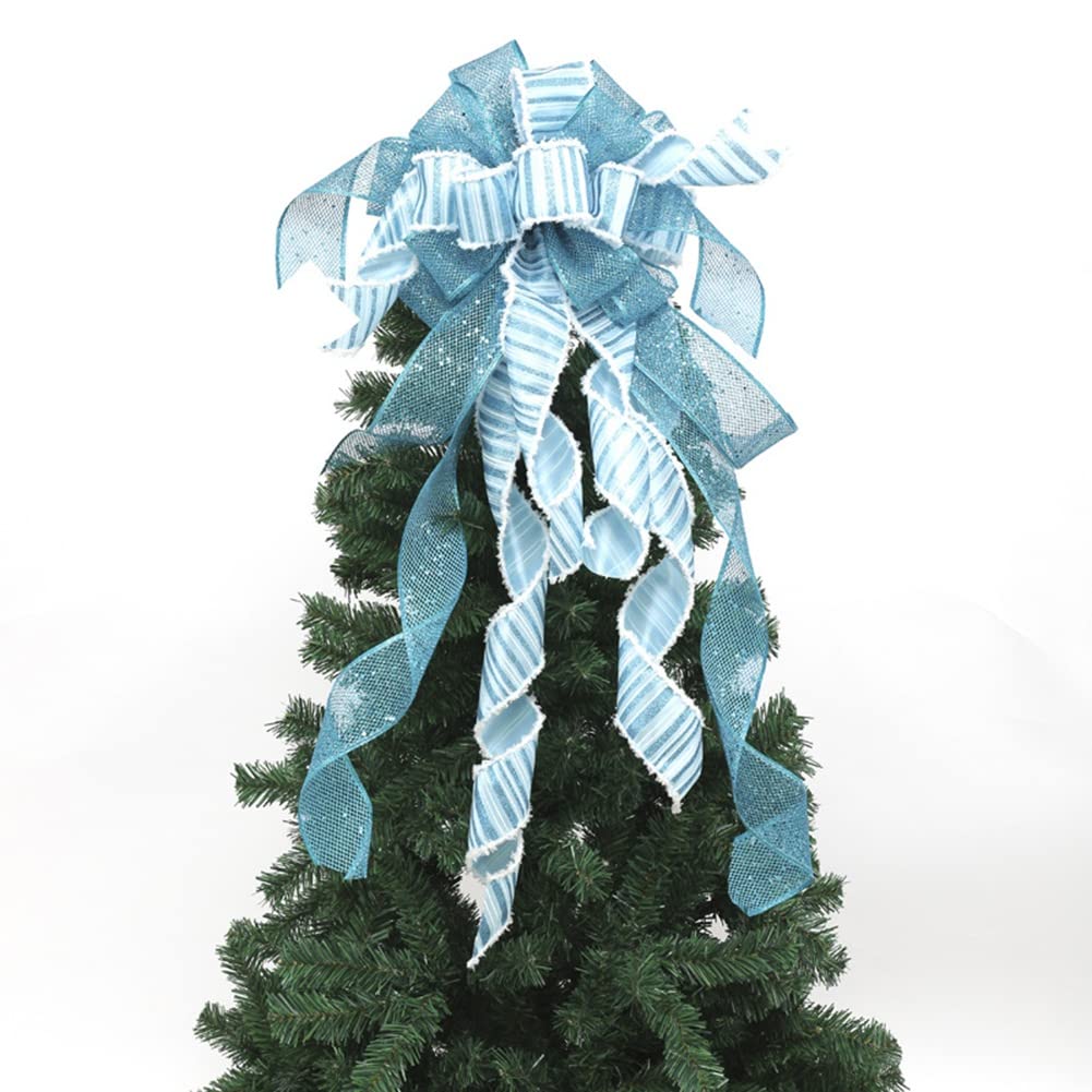 Handmade Christmas Tree Topper Bows - 86-30cm Holiday Party Ribbon Decorations for Xmas Tree, Gifts & Home Decor | Perfect for Christmas Decor, Wreaths, Gift Wrapping & Holiday Parties