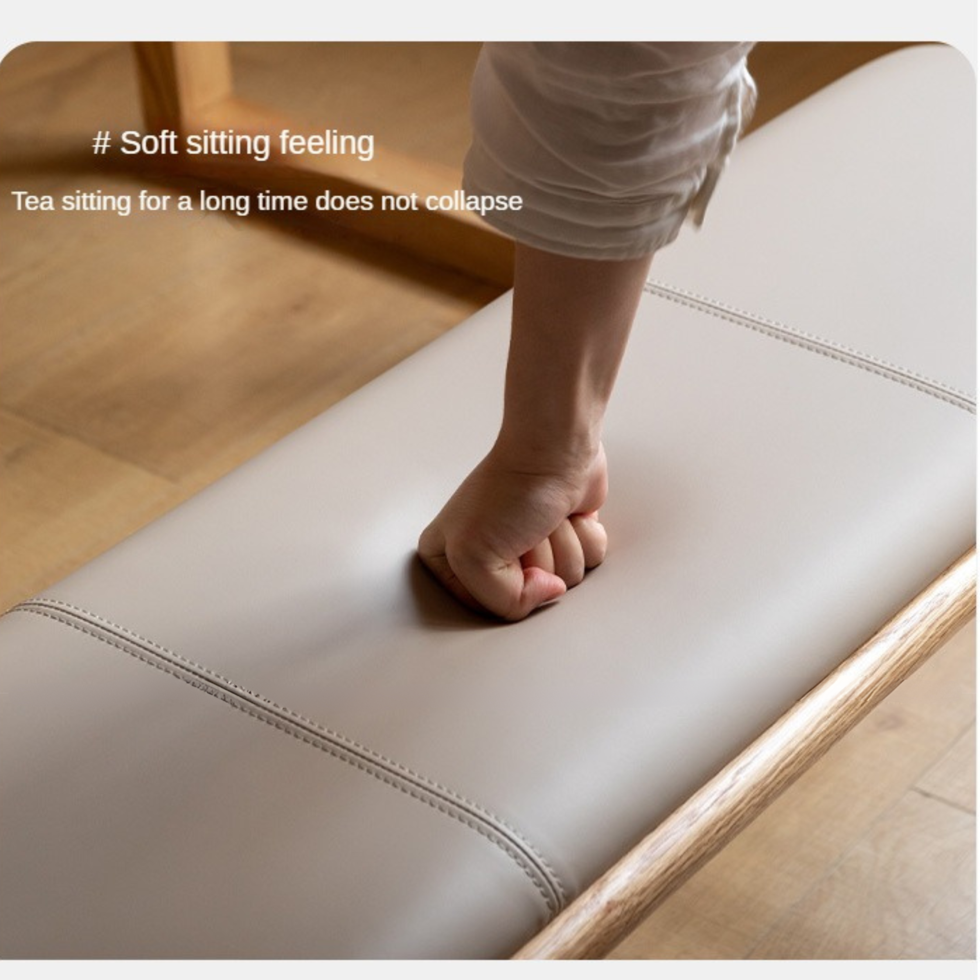Solid Oak Wood Modern Soft Tea Stool - Comfortable & Stylish Footrest Ottoman for Living Room, Bedroom, or Tea Ceremony