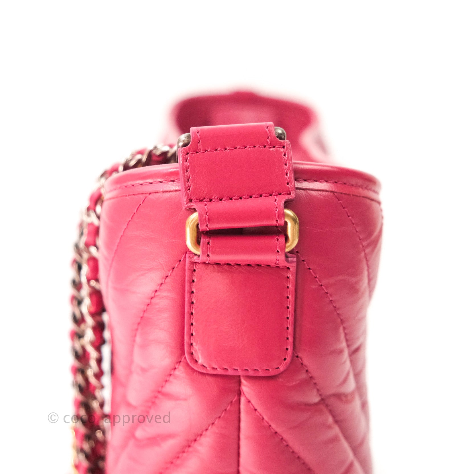 Chanel Chevron Medium Gabrielle Hobo Bag in Pink Aged Calfskin with Mixed Hardware - Perfect for Work, Travel & Everyday Luxury