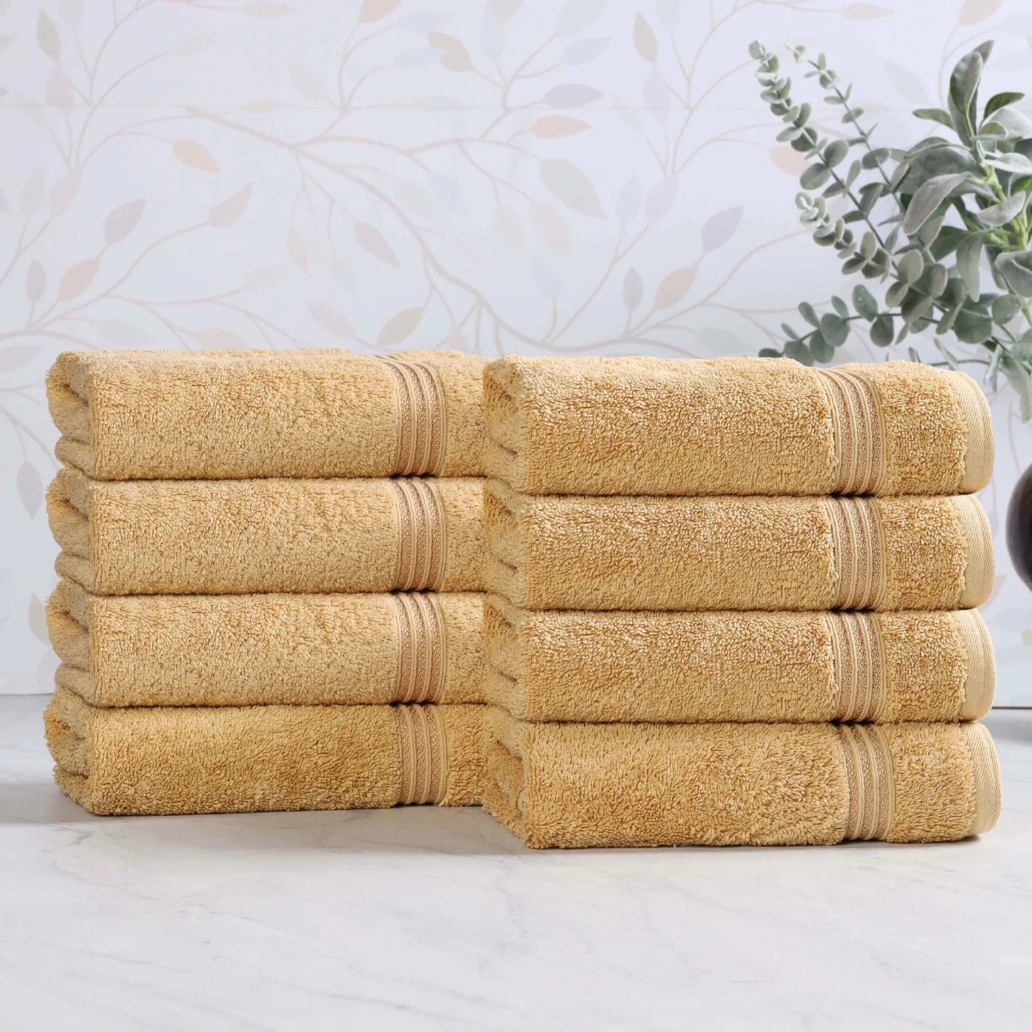 Premium 100% Egyptian Cotton Plush Hand Towels - Ultra Soft & Absorbent Bath Towel Set of 8 for Bathroom, Kitchen & Spa Luxury (24x16 Inches)
