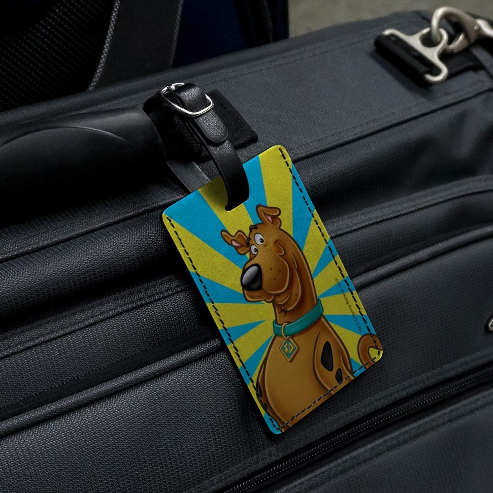 Scooby-Doo Rectangle Leather Luggage Tag - Personalized Carry-On ID Tag for Suitcases & Travel Bags - Perfect for Kids, Cartoon Fans & Travel Enthusiasts
