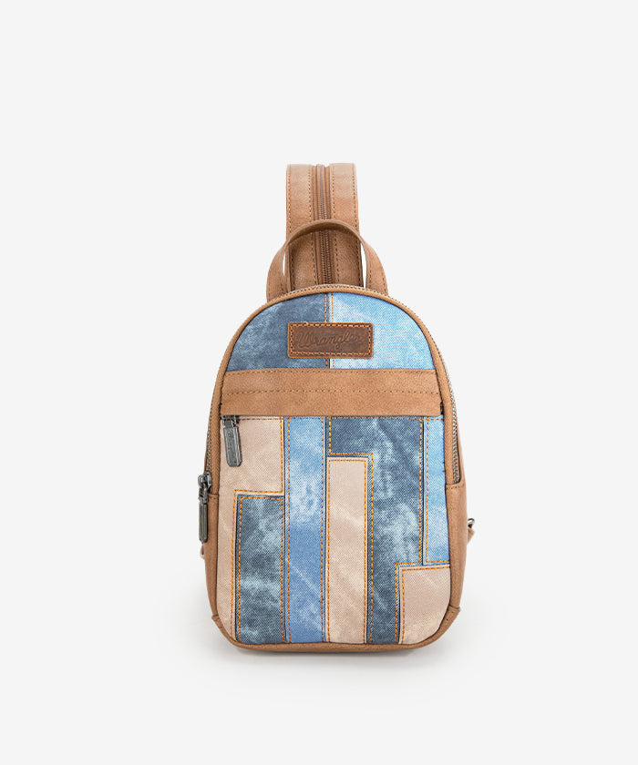 Wrangler Denim Textured Sling Bag for Men & Women - Stylish Crossbody Shoulder Bag for Travel, Hiking, and Everyday Use