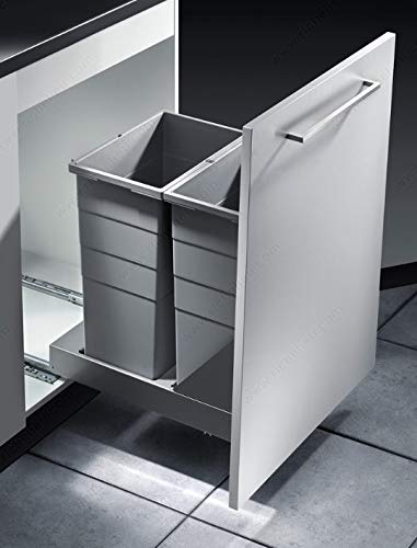 Hailo 29L Double Bin Trash Recycling System with Soft-Close Lids & Slides - 2 x 29 Liter (62 Quart Total) - Perfect for Kitchen, Office & Eco-Friendly Waste Sorting