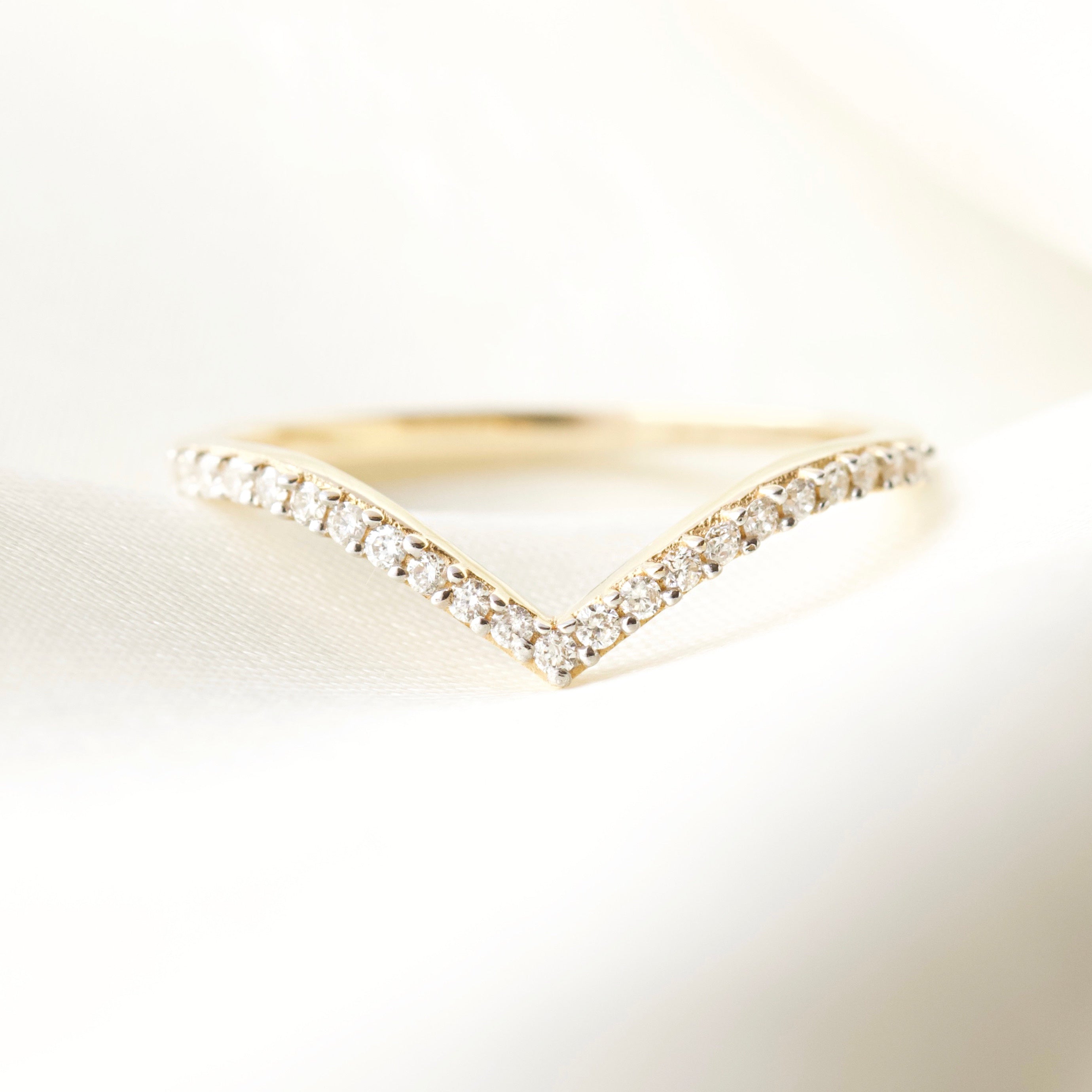 Diamond Wishbone Stacking Ring - Sterling Silver Stackable Ring for Women, UK Size O - Perfect for Layering, Everyday Wear & Special Occasions