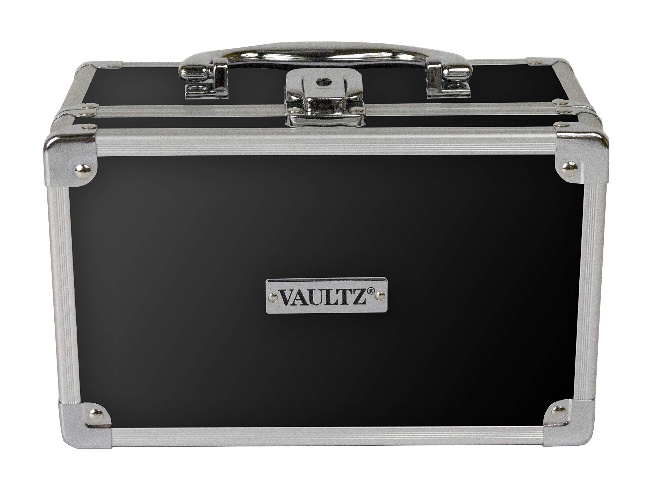 Vaultz Locking Mini Makeup Artist Case - Secure Travel Cosmetic Organizer with Key Lock, Black (VZ03741) | Perfect for Travel, Salon Professionals & Home Storage