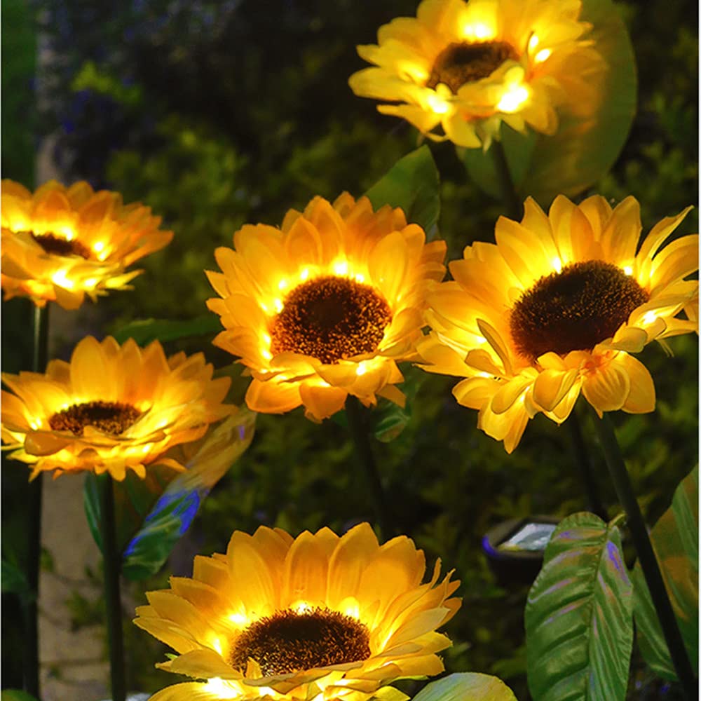 Sunflower Solar Garden Stake Lights - Waterproof Outdoor Solar Powered Decorative Lights for Garden, Patio, Backyard (2 Pack) | Perfect for Pathway Lighting, Landscape Accents & Evening Ambiance