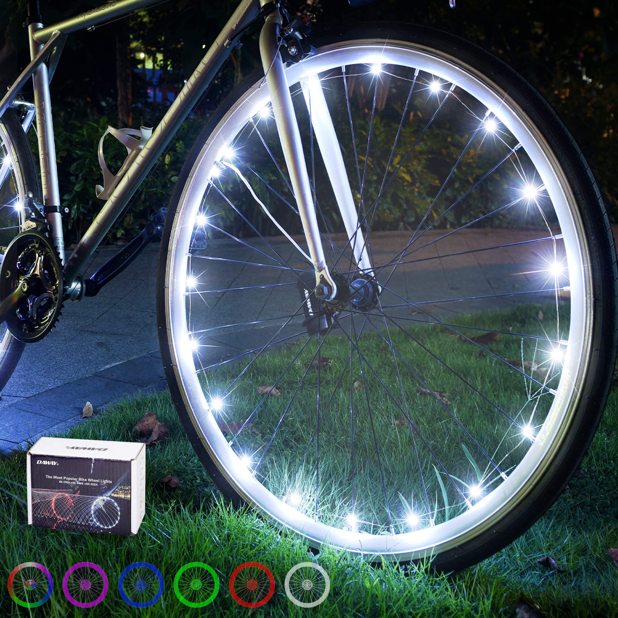 DAWAY A01 LED Bike Wheel Lights - Ultra-Bright Waterproof Bicycle Spoke Lights with Batteries for Kids & Adults - Fun Glowing Tire Decoration for Night Cycling Safety - Perfect for Commuting, Evening Rides, and Outdoor Adventures