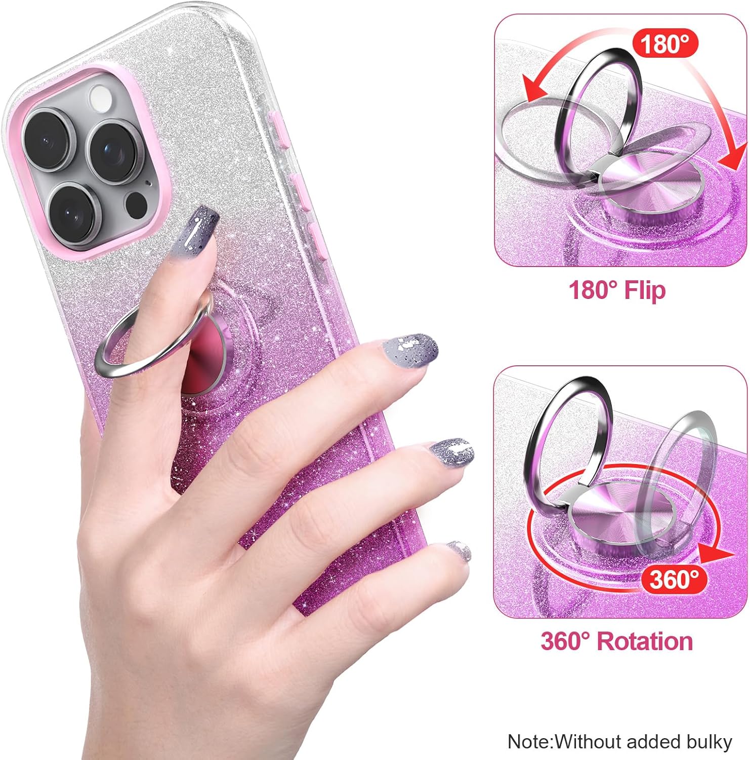 Premium iPhone 16 Case with 360° Ring Holder, Magnetic Car Mount & Kickstand - Shockproof Protective Cover for Work, Travel & Daily Use