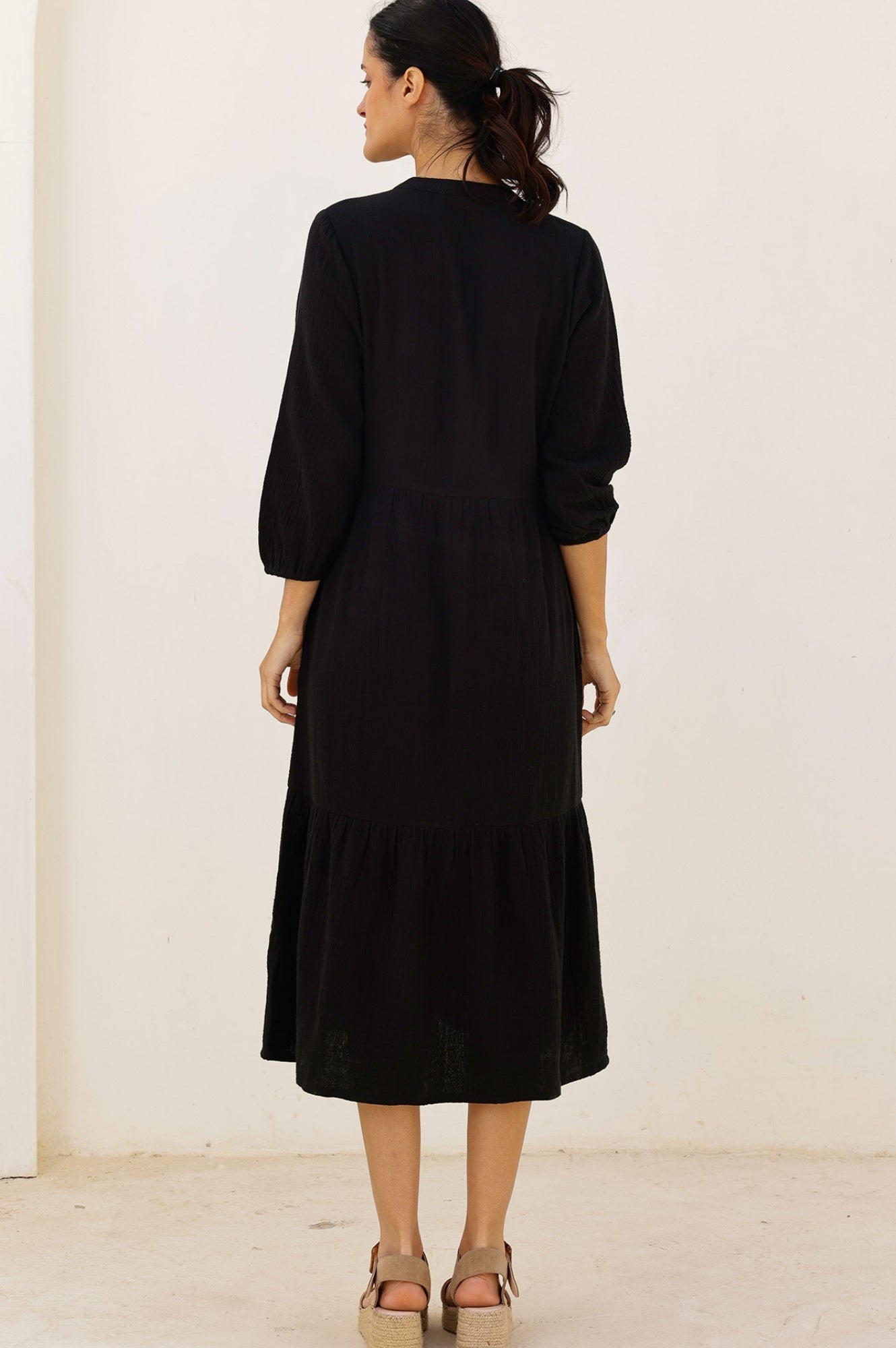 Serena Cheesecloth Dress for Women - Black Flowy Boho Maxi Dress | Perfect for Beach, Summer, and Casual Wear