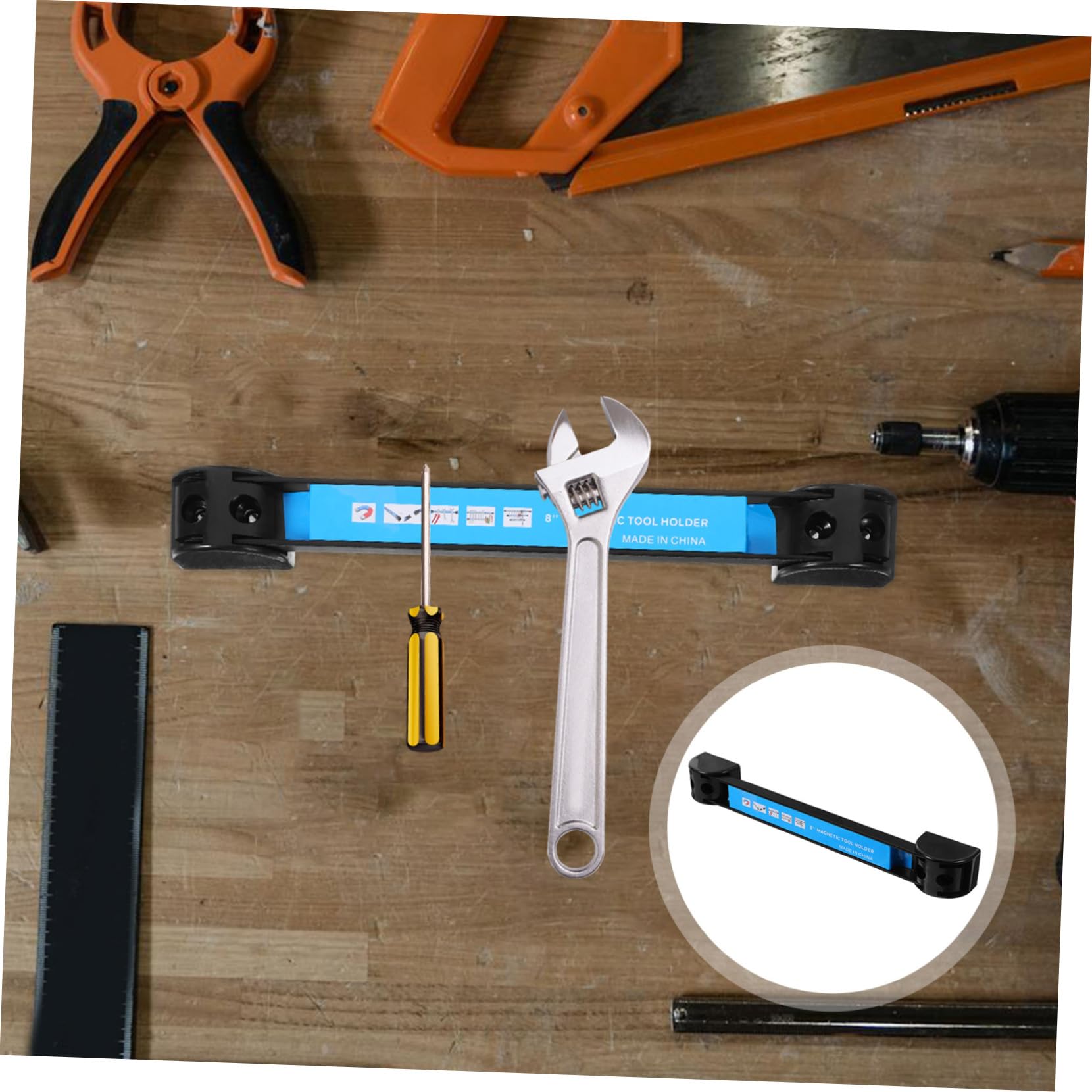 HOMOCONO Magnetic Wrench Holder Tool Organizer - Strong Magnetic Strip for Tool Box & Workshop Organization (1 Set) - Perfect for Woodworking, Garage, and DIY Projects