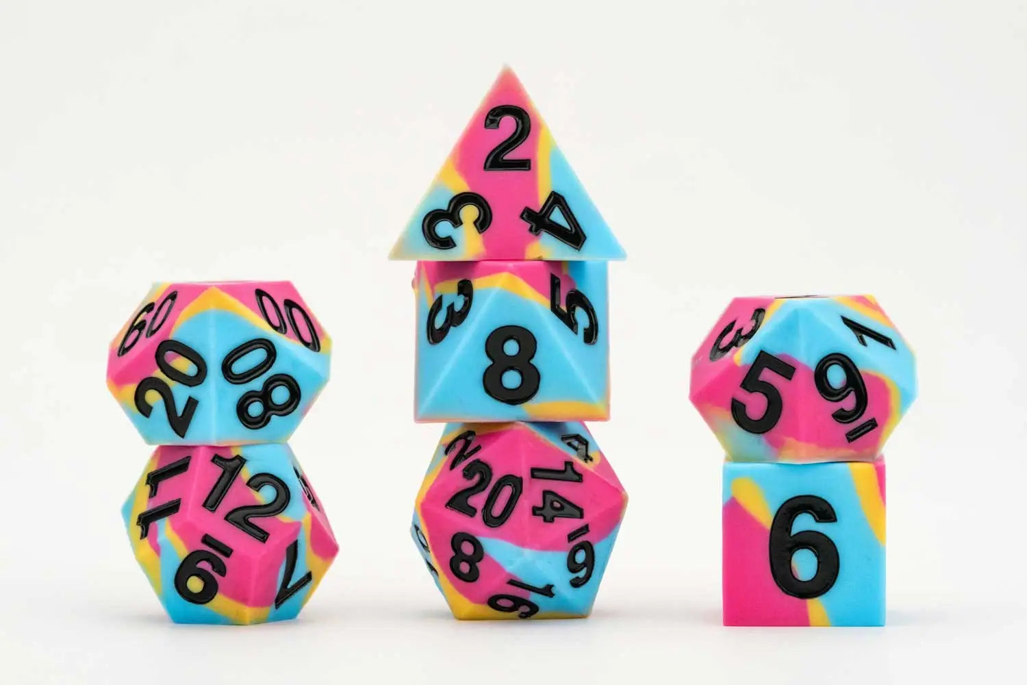 7ct Sharp Edge Silicone Pride Dice Set - 9 Vibrant Color Options for D&D, RPG & Tabletop Gaming - Perfect for LGBTQ+ Pride Events & Gamer Gifts
