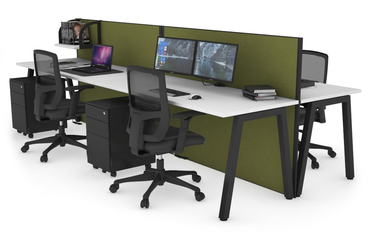 Horizon Quadro 4-Person Office Workstation Bench with A-Legs - 1400mm x 700mm Dimensions - Perfect for Collaborative Workspaces, Coworking Offices & Team Meetings