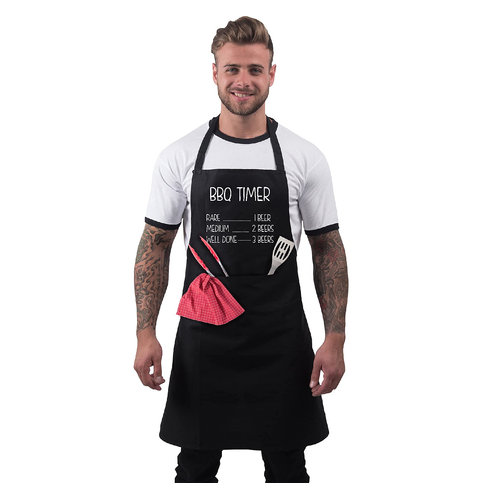 Funny BBQ Aprons for Men - Durable & Adjustable Grilling Apron with Pocket - Perfect Gift for BBQ Lovers, Outdoor Cooking & Backyard Parties