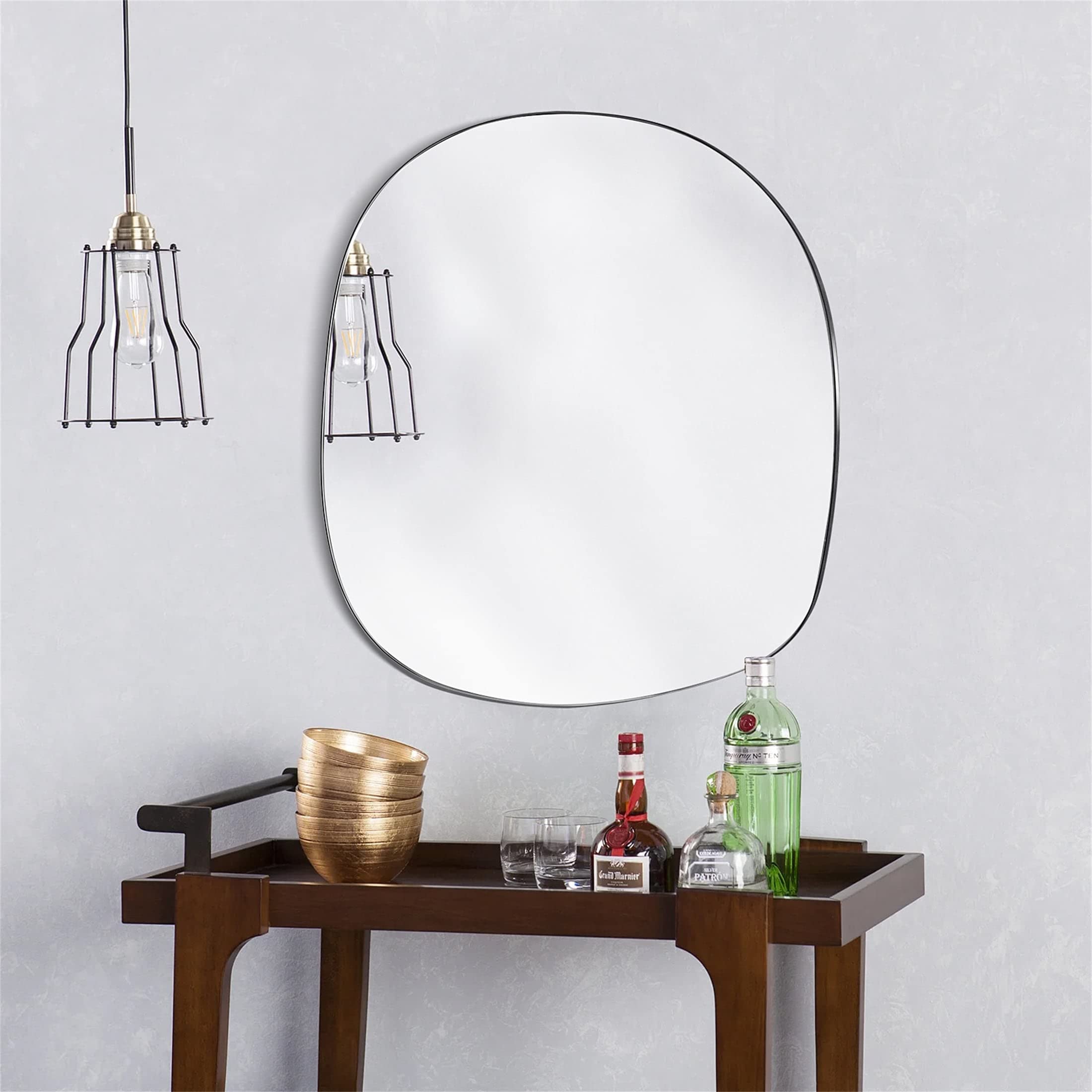 Modern Silver Asymmetrical Wall Mirror - Decorative Accent for Bedroom, Entryway & Living Room | Contemporary Home Decor