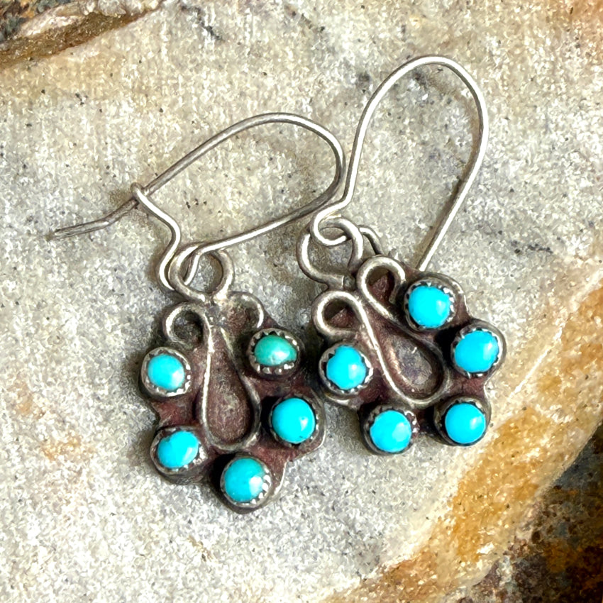 Vintage Navajo Sterling Silver Snake Eye Turquoise Earrings for Women – Handmade Native American Jewelry for Boho, Western & Festival Fashion