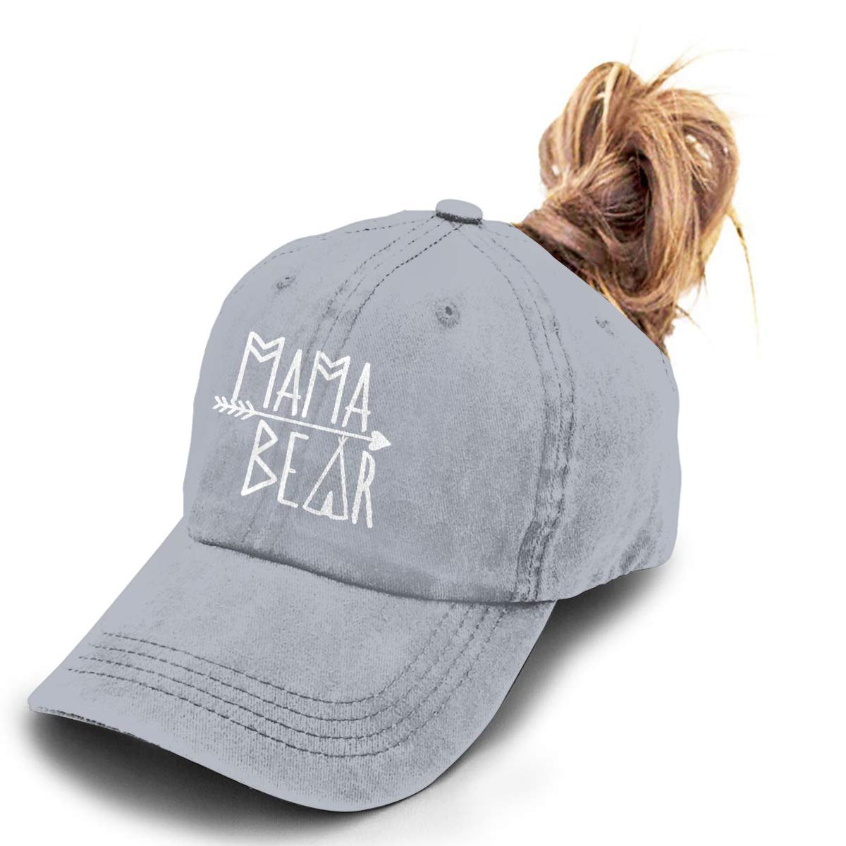 OASCUVER Mama Bear Denim Hat - Adjustable Stretch Baseball Cap for Women | Casual Outdoor Fashion Accessory for Moms, Beach, Park & Daily Wear