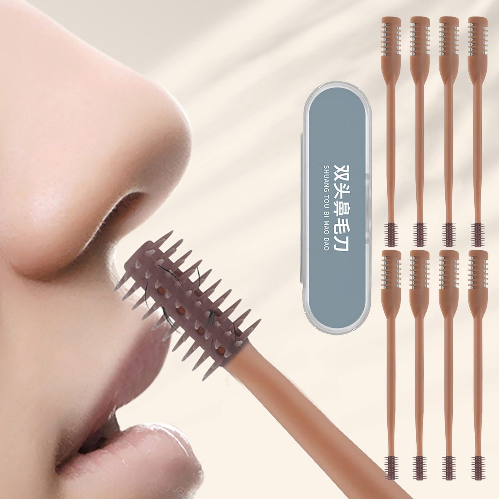Double Sided Nose Hair Trimmer - 360° Rotating Manual Nasal Hair Cutter for Men & Women | Safe & Precise Grooming Tool for Eyebrows, Ears & Facial Hair (8PC Set) | Perfect for Travel, Home & Salon Use