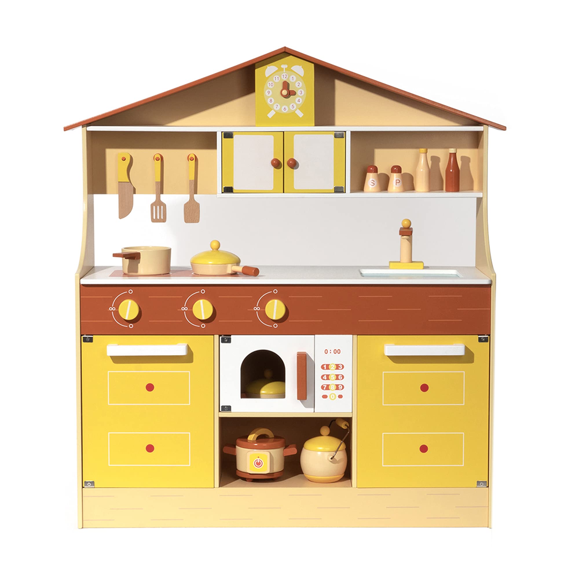 Best Wooden Kitchen Playset for Kids - Pretend Play Cooking Toy Set with Realistic Accessories | Early Learning & Role-Playing Educational Toy for Toddlers & Preschoolers | Perfect for Home, Classroom & Montessori Activities