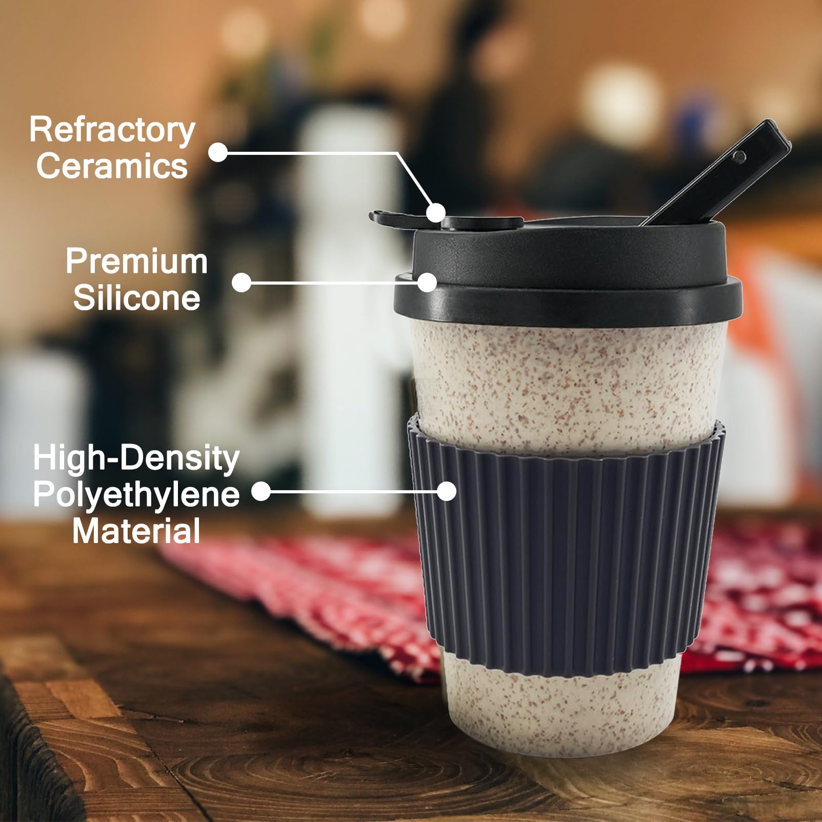 Portable Hookah Set with Silicone Lid - Mini Travel Shisha Mug with Coffee Cup Design (Black) | Hookah Accessories for Outdoor Camping, Beach Parties & Home Relaxation