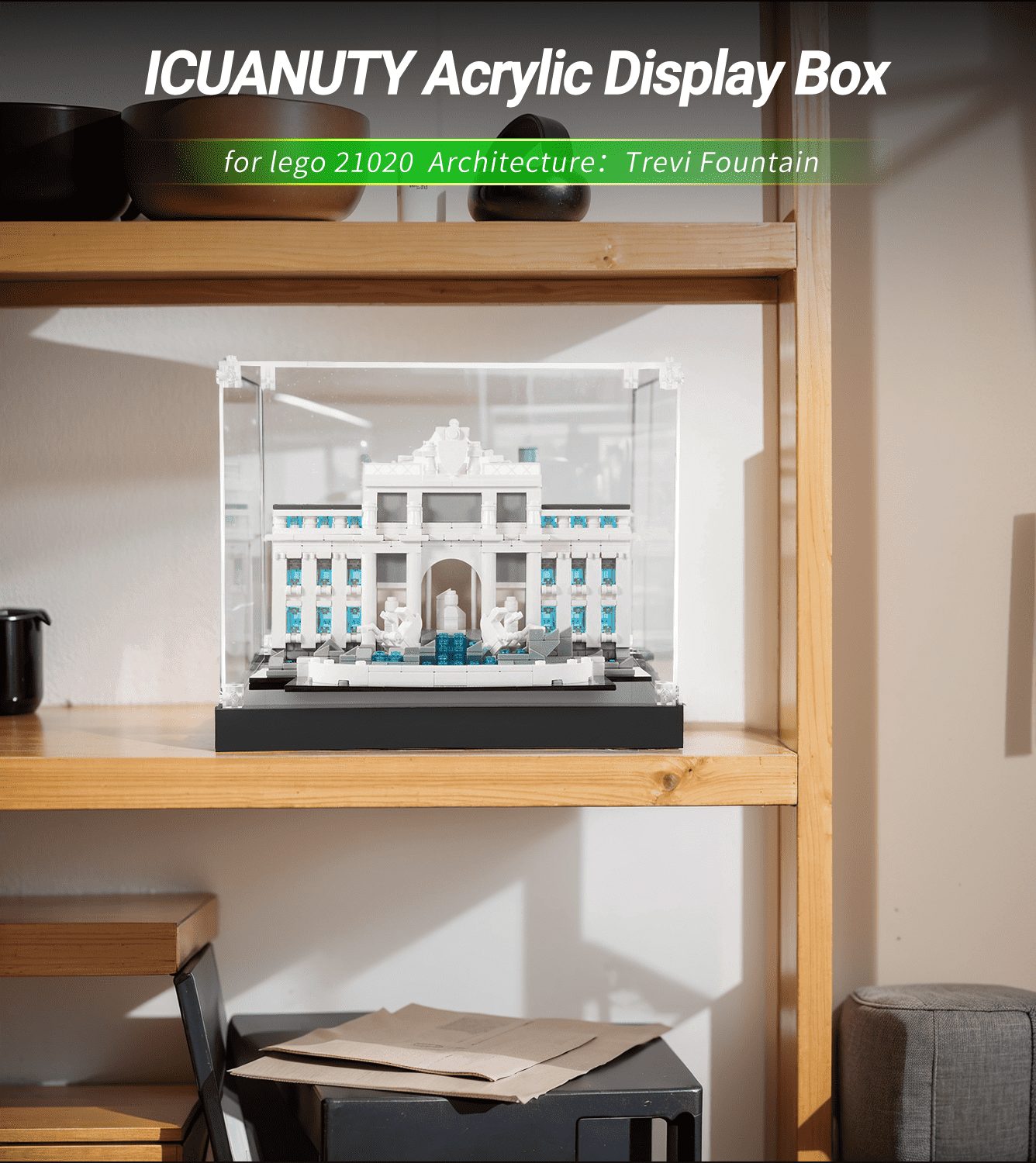 LEGO Architecture Trevi Fountain Display Case 21020 - Premium Acrylic Protector for Collectible Sets - Perfect for Showcasing in Home, Office, or Museum Displays