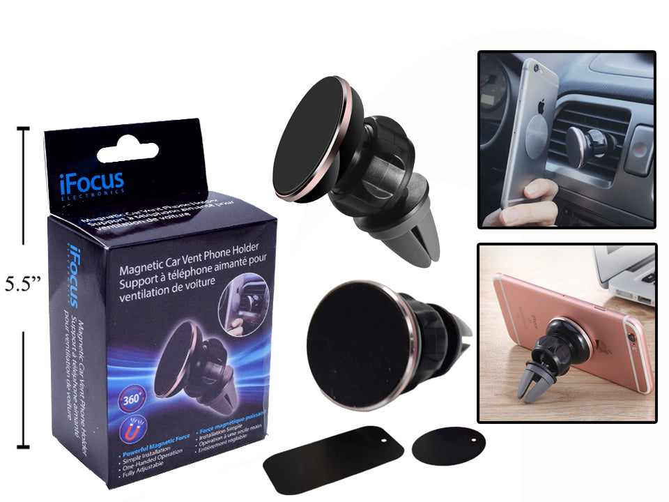 iFOCUS Magnetic Air Vent Phone Holder - Strong Magnetic Car Mount for iPhone, Samsung, Smartphones - Perfect for Driving, Navigation & Hands-Free Calls