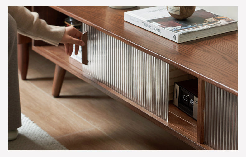 Oak Solid Wood Modern Simple TV Cabinet - Stylish & Durable Entertainment Center for Living Room, Bedroom, or Home Theater