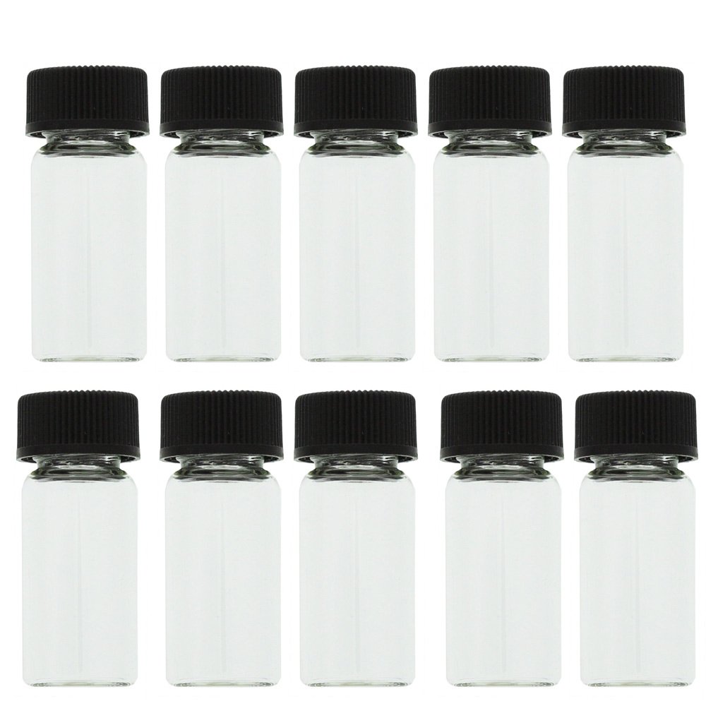 10 Pack Mini Clear Glass Vial Bottles with Caps - 1 3/8