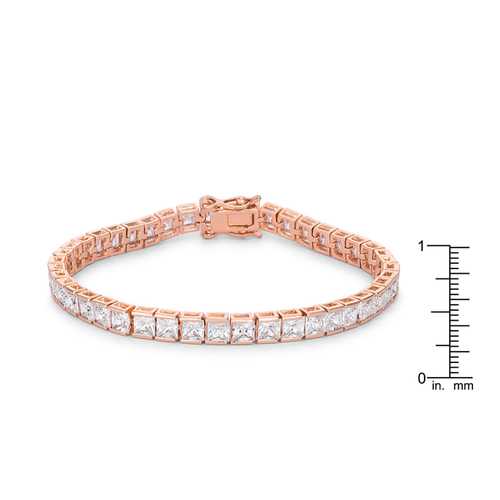 9.7 Carat Princess Cut Cubic Zirconia Rose Gold Plated Bracelet for Women - Elegant Jewelry Gift for Anniversary, Wedding & Special Occasions