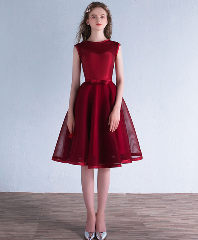 Elegant Burgundy A-Line Short Prom Dress for Homecoming, Party & Special Occasions - Flattering Fit & Stylish Design