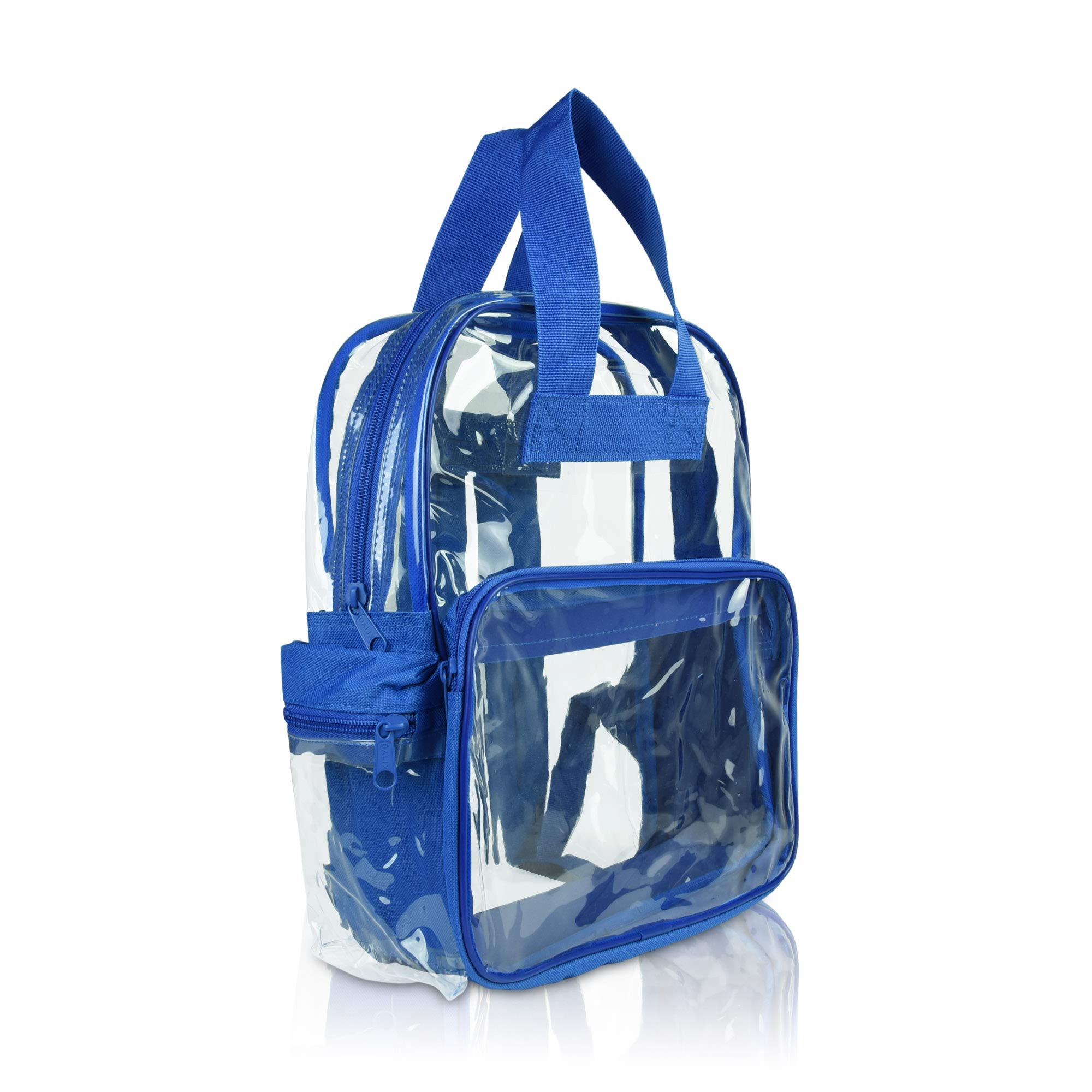 DALIX Small Clear Backpack Bag in Royal Blue - Lightweight Transparent School Backpack for Students, Travel & Stadium Events | Water-Resistant & TSA Approved