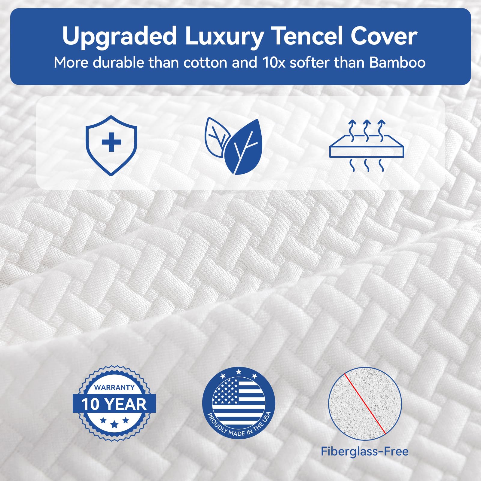 10 Inch Short King RV Mattress with Tencel Cover - Cooling Green Tea & Gel Memory Foam, CertiPUR-US Certified Firm Mattress for Back Pain Relief (75