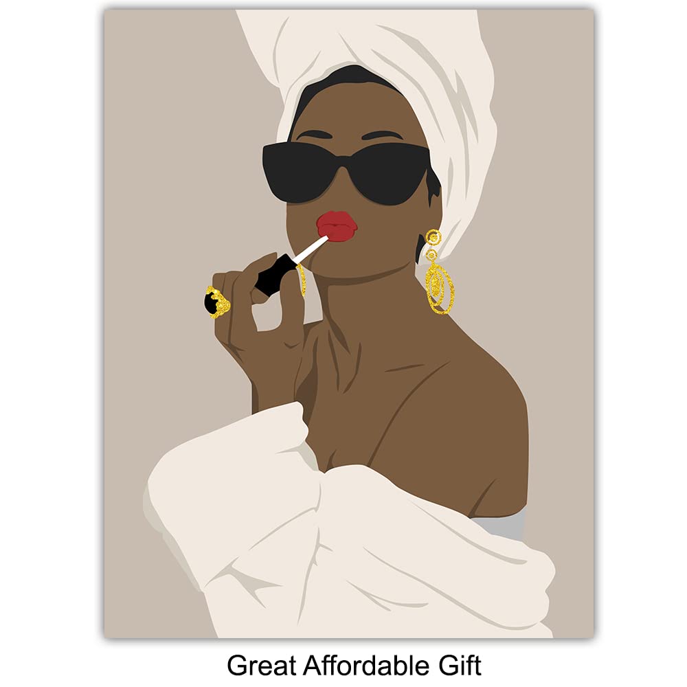 Black Art Wall Decor - African American Bathroom Sign - Afro Wall Art for Women - Minimalist Black Culture Home Decor - Perfect for Guest Bathrooms, Powder Rooms & Restrooms