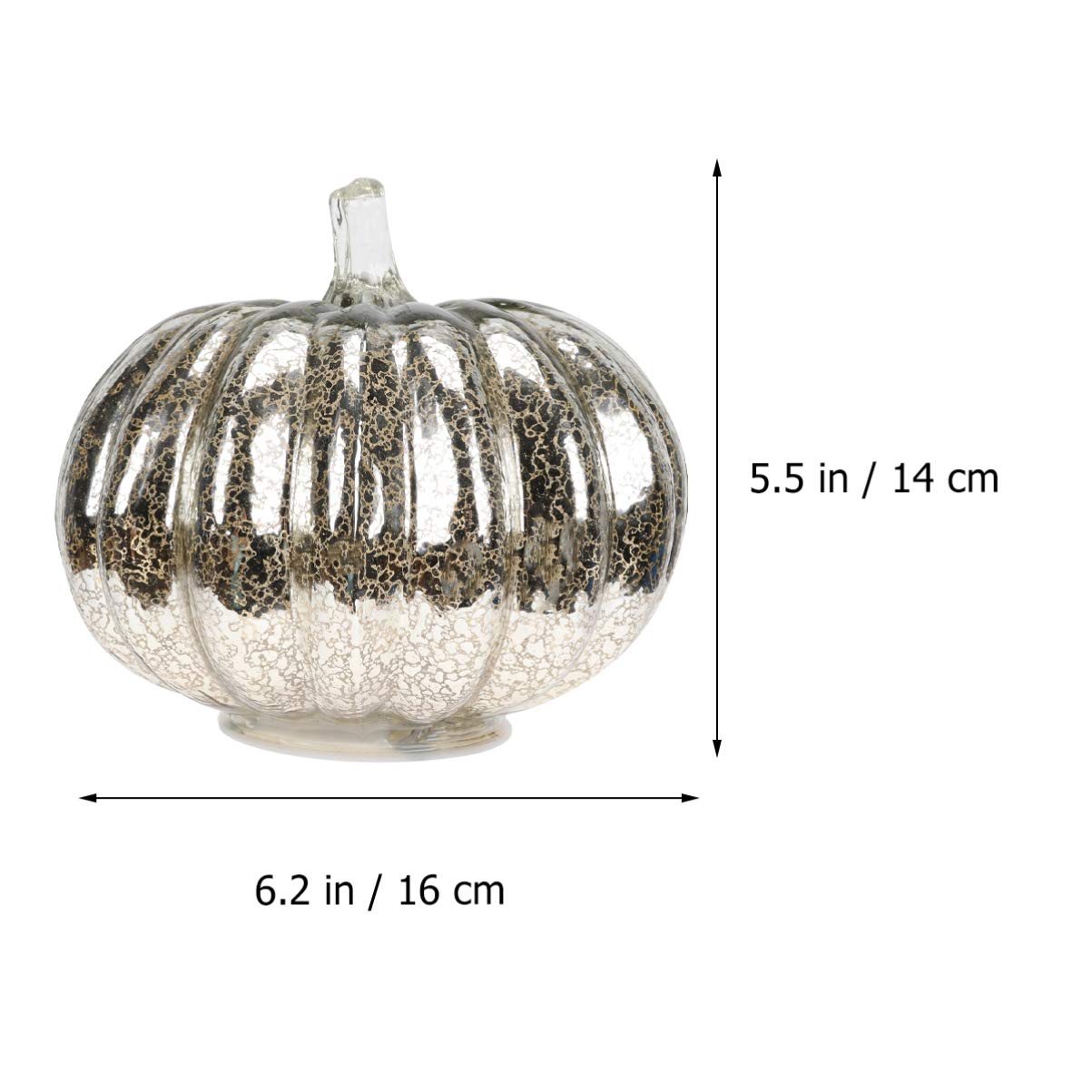 Silver Halloween Pumpkin LED Table Lamp - Glass Fall Decor for Home, Party & Office (Battery Not Included) | Perfect for Halloween Decorations, Thanksgiving Centerpiece & Cozy Autumn Ambiance