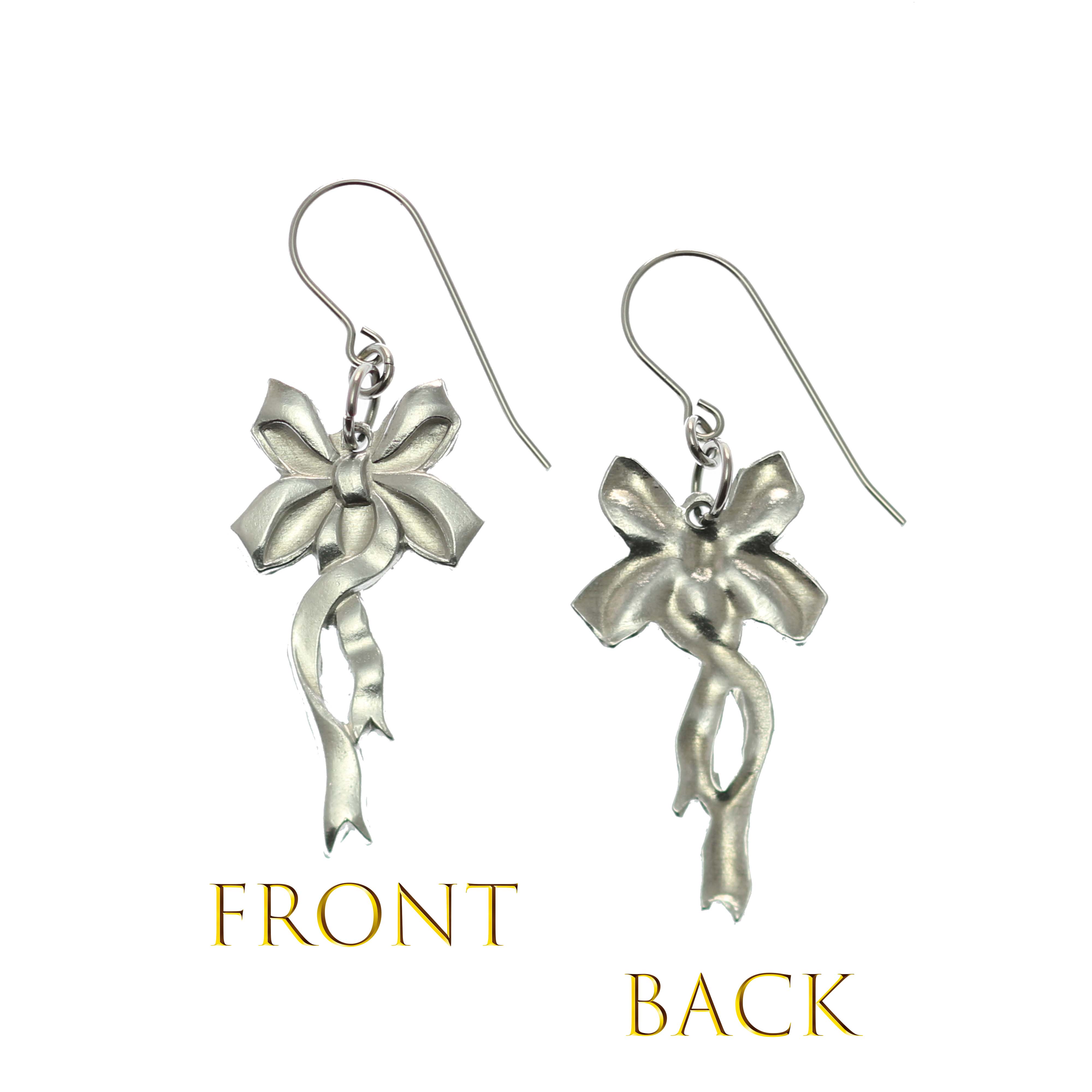 Yuletide Ribbon Aluminum Dangle Earrings for Women - Christmas Holiday Party Jewelry Gift - Elegant Festive Accessories for Xmas, New Year & Special Occasions