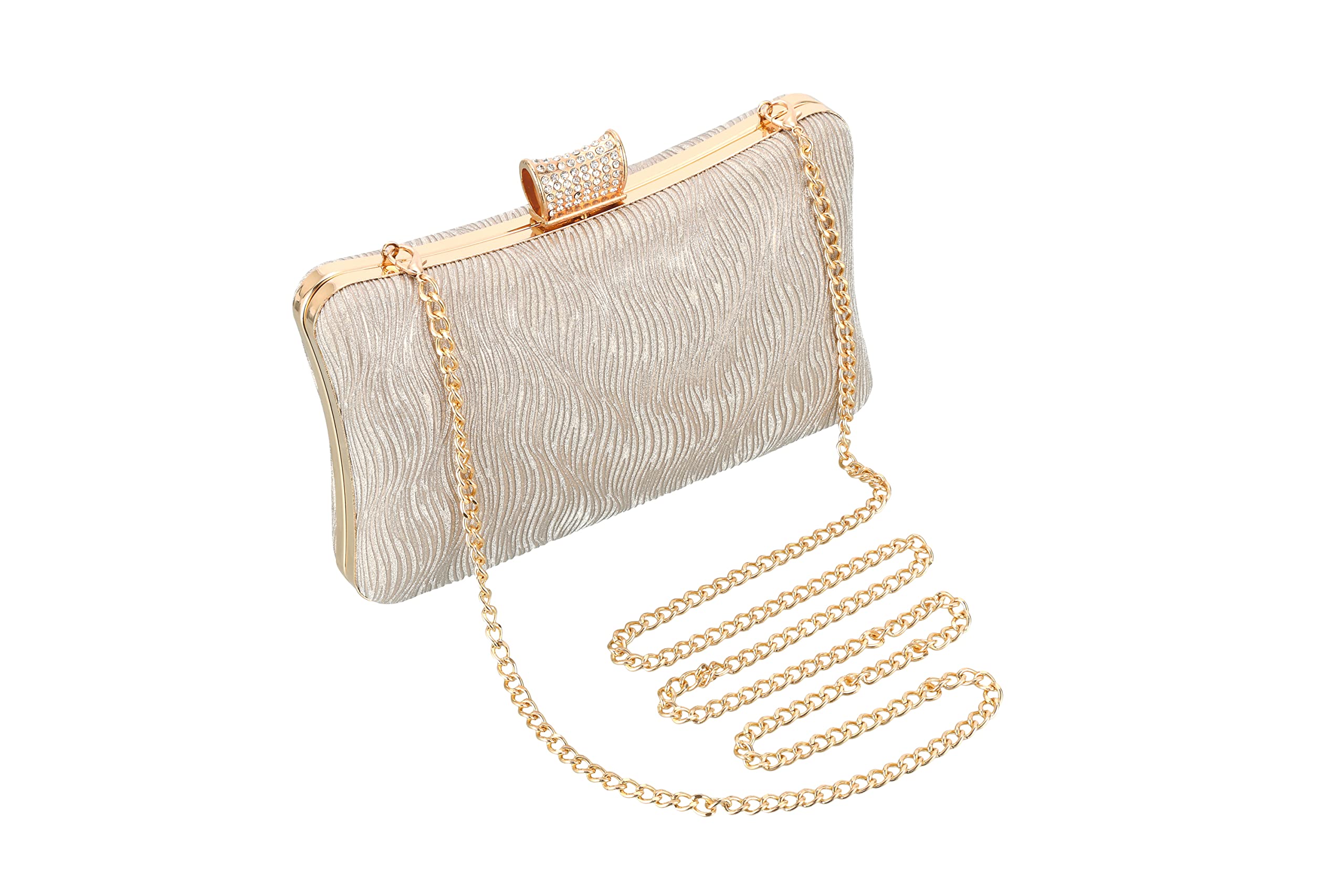 Elegant Gold Clutch Purse for Women - Wedding, Party, Bridal, Prom & Formal Evening Shoulder Handbag | Perfect for Special Occasions & Night Out Events