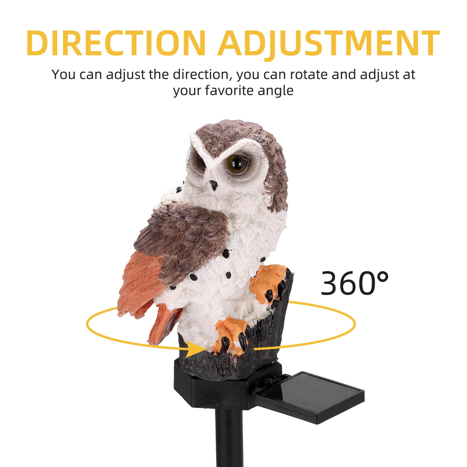 Solar Powered Owl Garden Lights - Waterproof Outdoor LED Solar Lights for Pathway, Lawn & Yard Decor - Durable Resin Stake Lights for Patio, Garden & Landscape Lighting