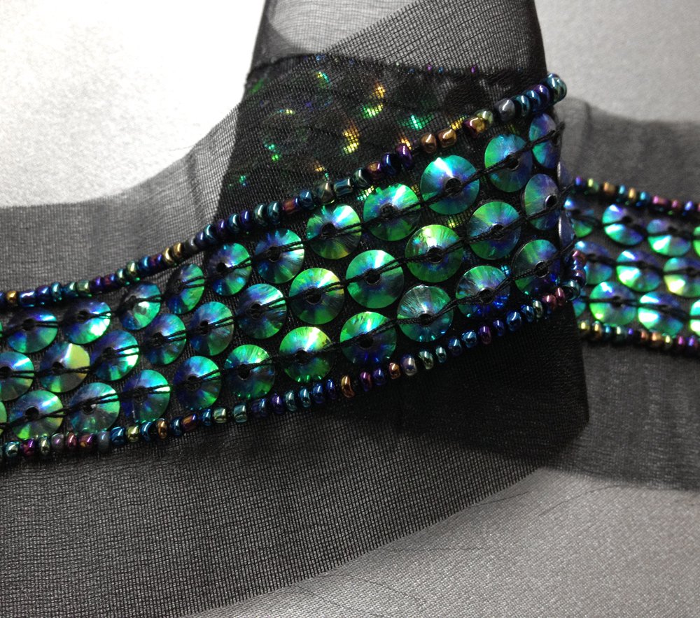 Sequin and Beaded Trim by 1 Yard - OSB-31101 | Premium Decorative Fabric Trim for DIY Costumes, Home Decor & Craft Projects