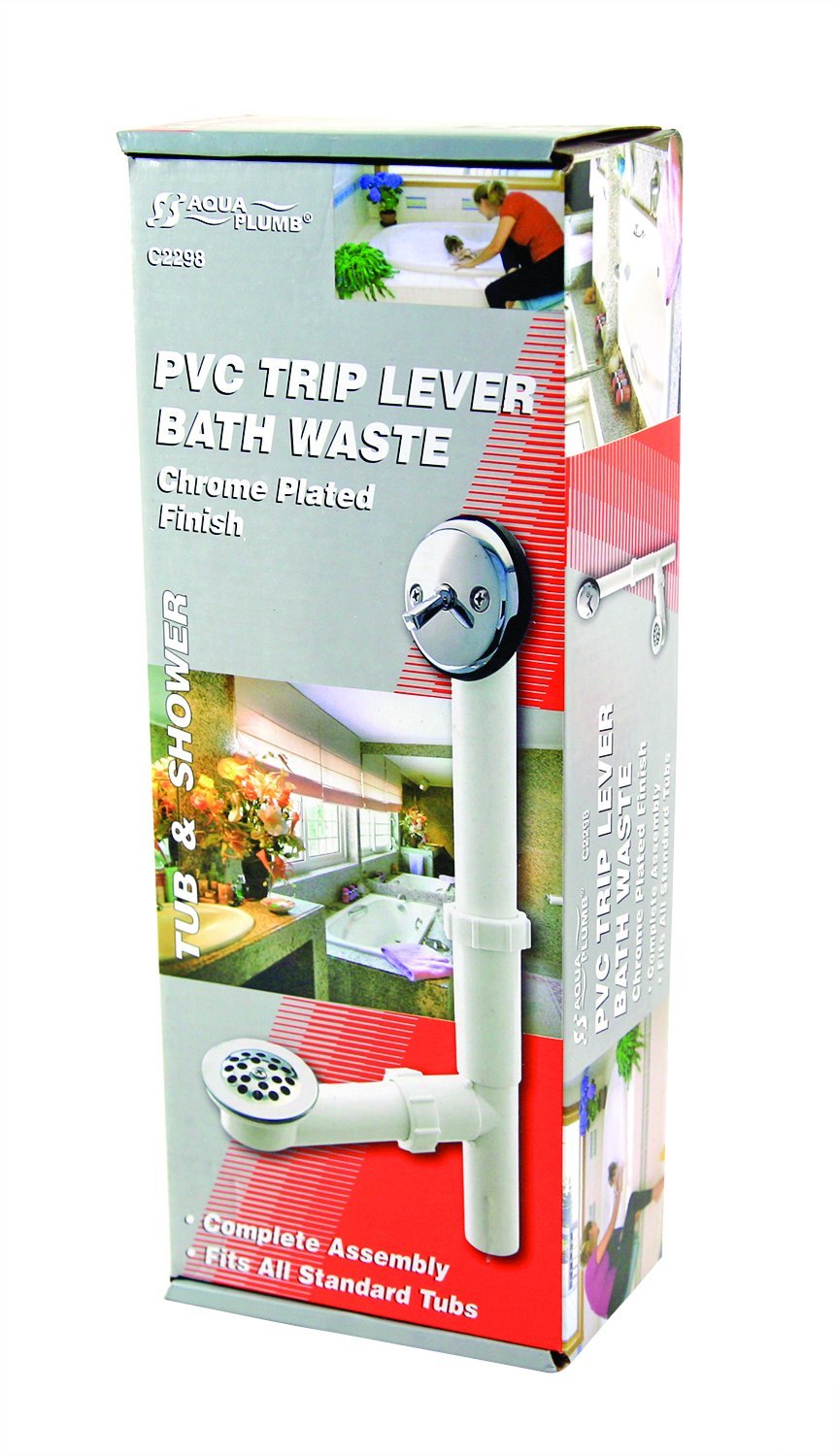 Aqua Plumb C2298 Plastic Trip Lever Bath Waste Drain Stopper - Durable & Easy Install for Bathtubs, Sinks & Showers - Perfect for Home Bathroom Renovation & DIY Plumbing Projects