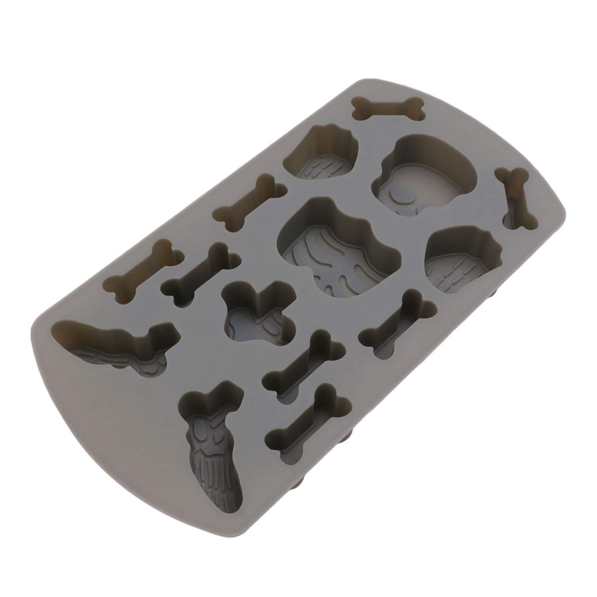 Amosfun Skull Ice Cube Mold Trays - Silicone Halloween Ice Cube Molds with Lid for Candy, Chocolate & Cocktails - Human Skeleton Fondant Cake Molds - Creative Baking Tools (Dark Grey) - Perfect for Halloween Parties, Cocktail Making & DIY Desserts