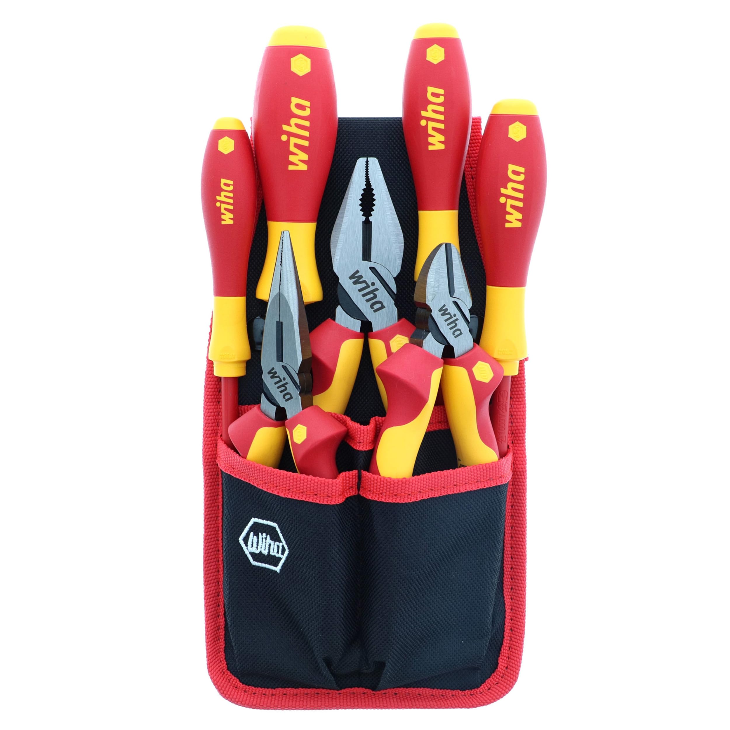 Wiha 32985 7-Piece Insulated Industrial Pliers and Screwdriver Set - Professional Electrician Tools for Safe Electrical Work & Home Repairs