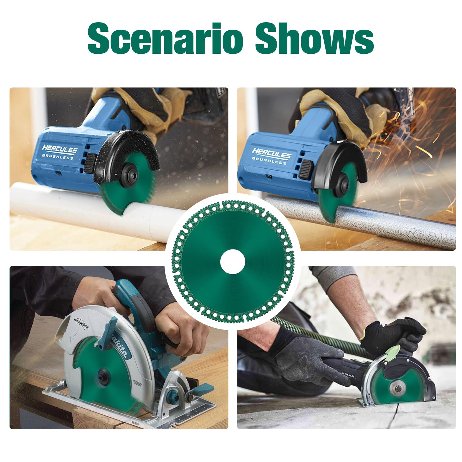 5-Pack 4-Inch Indestructible Grinder Discs - Composite Multi-Functional Cutting Saw Blades for PVC Pipes, Stone, Ceramics, Wood & Steel Tiles - Perfect for Construction, DIY Projects & Metalworking