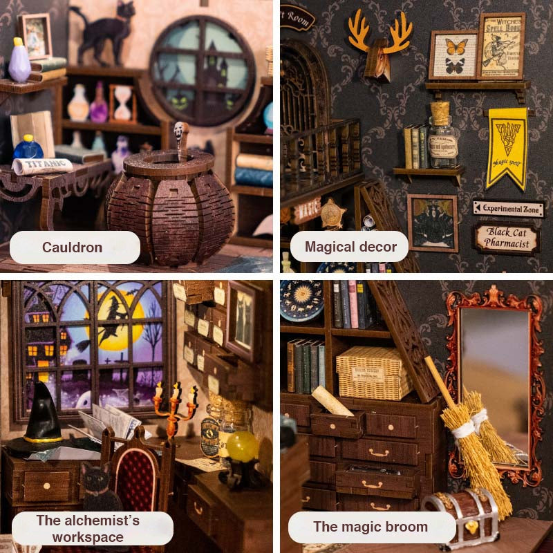 DIY Book Nook Kit - Magic Pharmacist Miniature Bookshelf Insert with Dust Cover - Perfect for Bookshelf Decor, Gifts for Book Lovers & Home Library Display